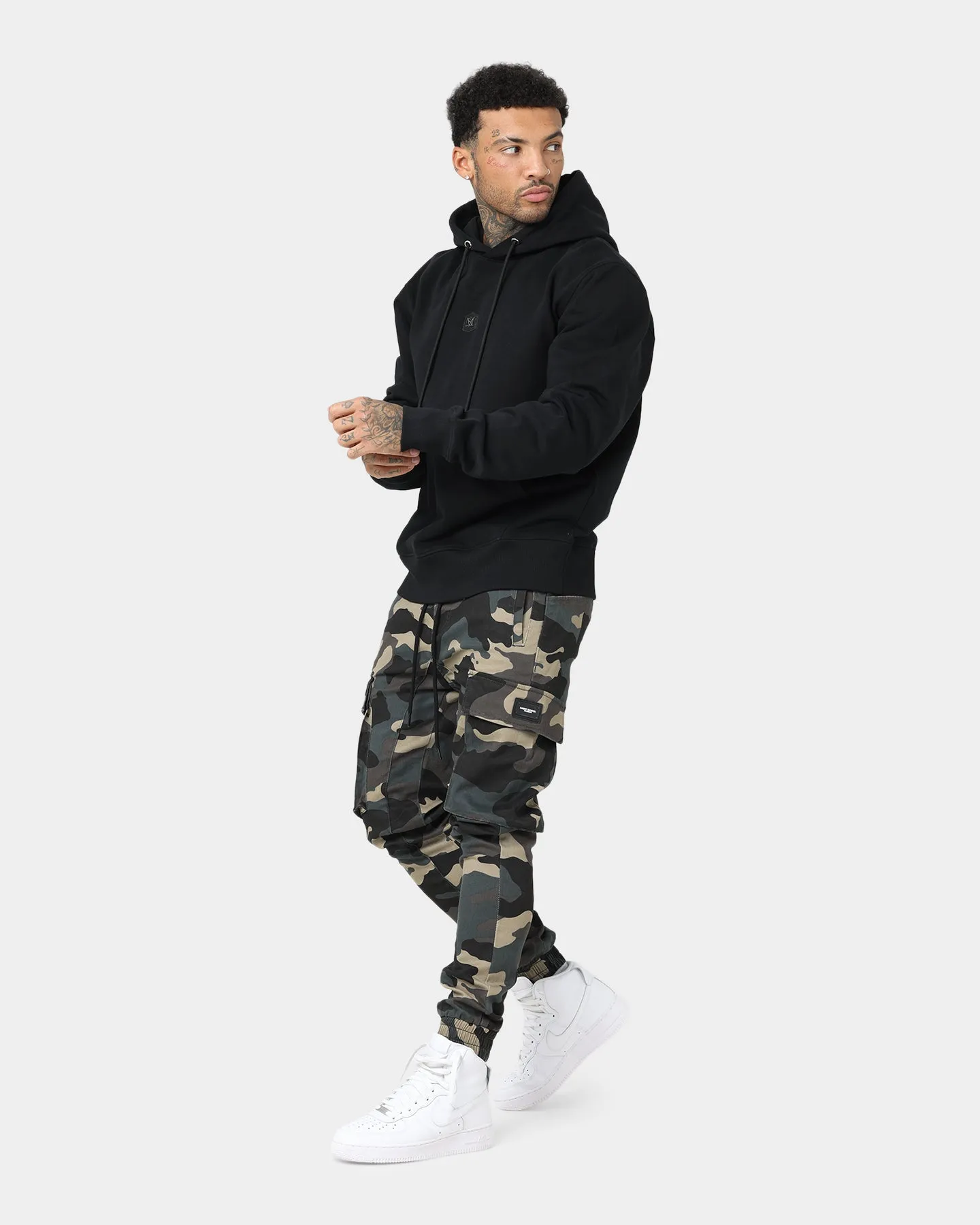 Hexagonal Quilted Pattern Saint Morta Edition Hoodie Black