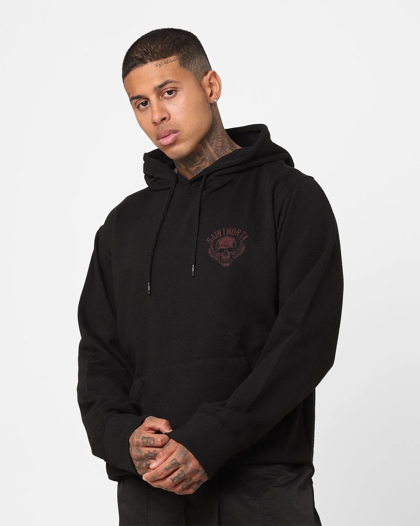 Saint Morta Fallows Hoodie Black/Red Heavy Duty Zipper Heat Retention