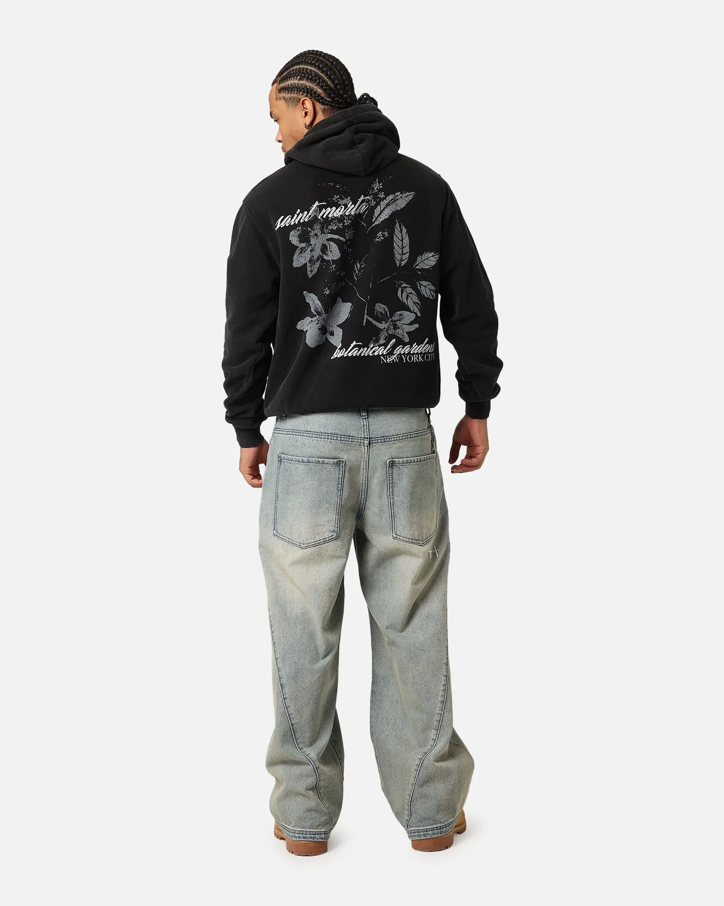 Saint Morta Flower Press Hoodie Vintage Black Tactics professional