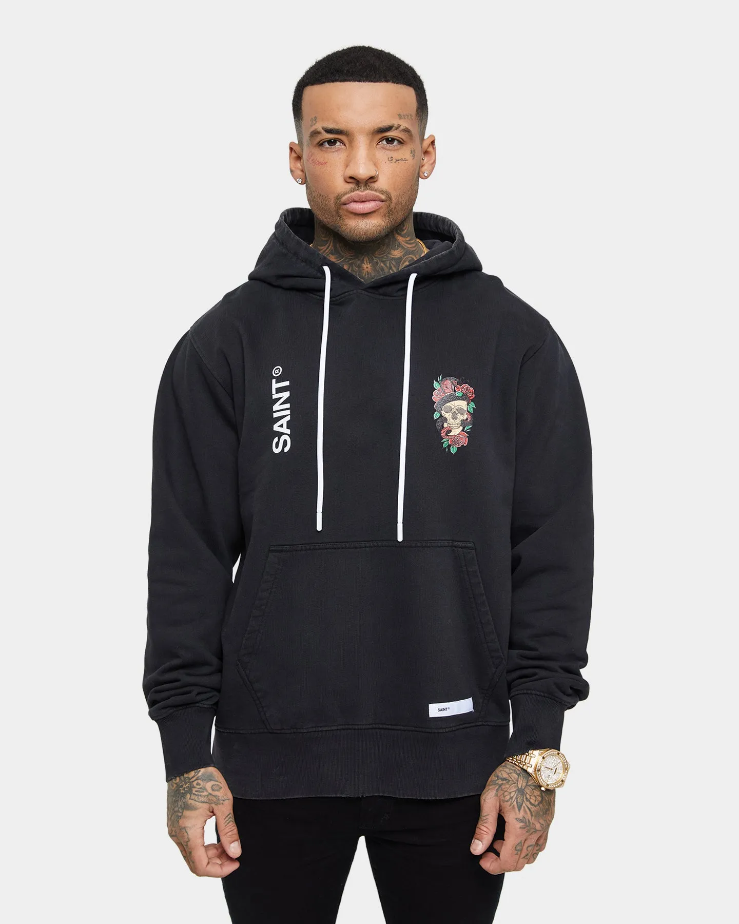 Flexible Hem Cozy Design Saint Morta Forbidden Vintage Hoodie Vintage Black