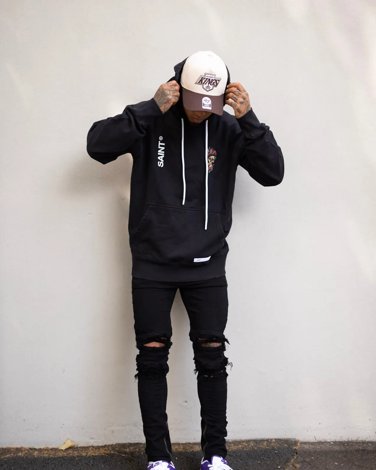 Sporty Look Fade Resistant Saint Morta Forbidden Vintage Hoodie Vintage Black