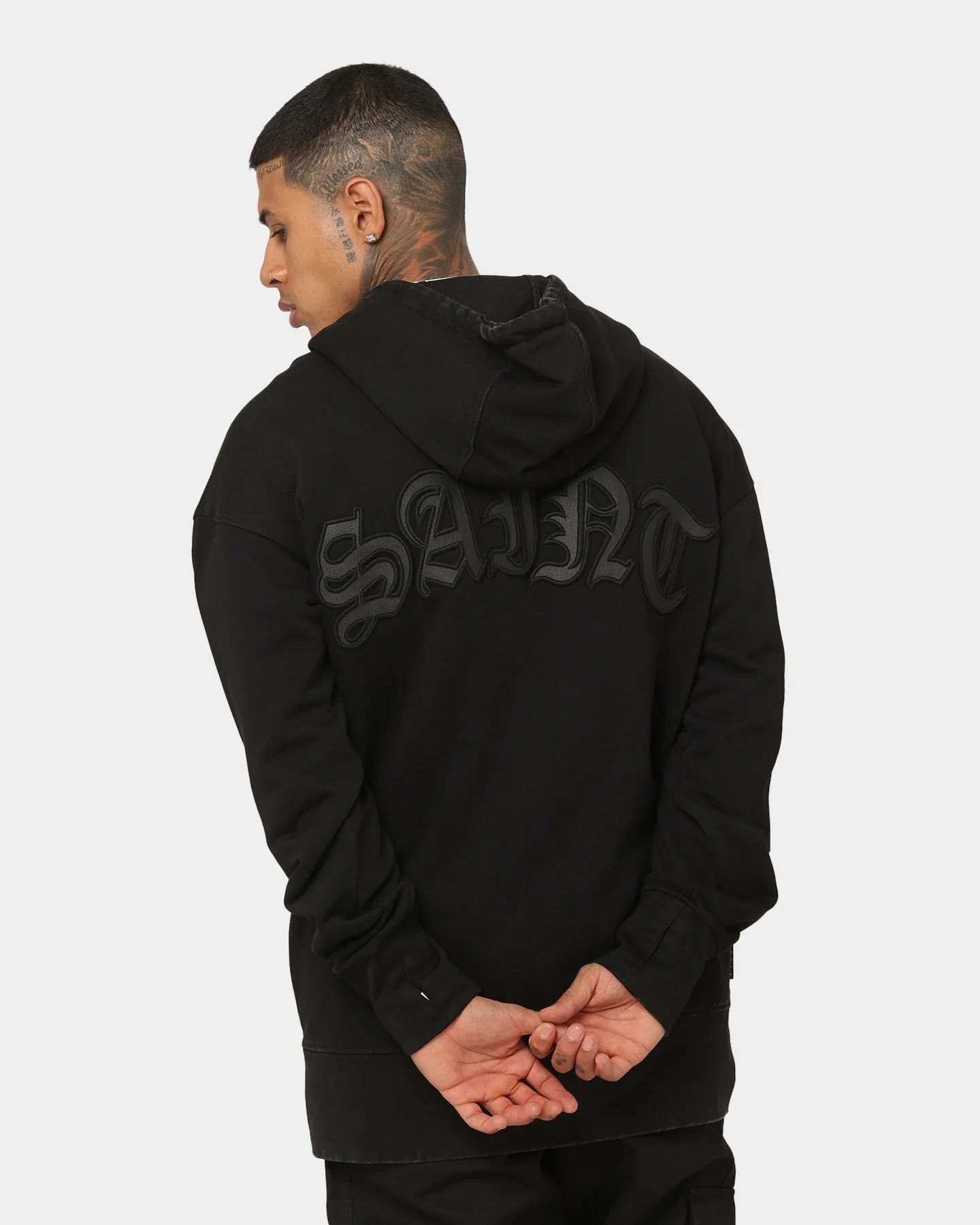 Saint Morta Gothic Appliqu?? Zipped Vintage Hoodie Vintage Black Breathable Layer Wilderness