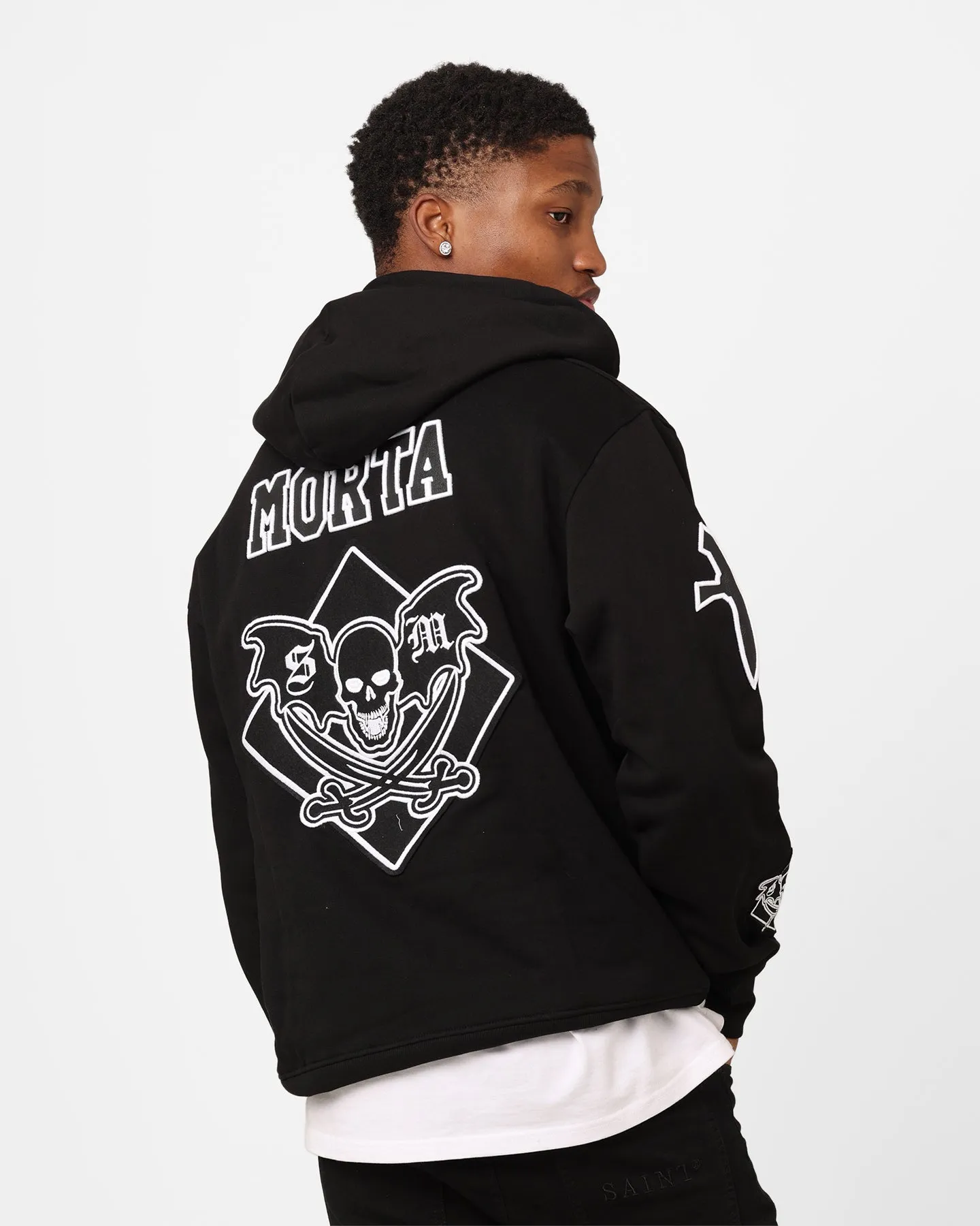 Saint Morta Graveyard Hoodie Black/White Trail Style