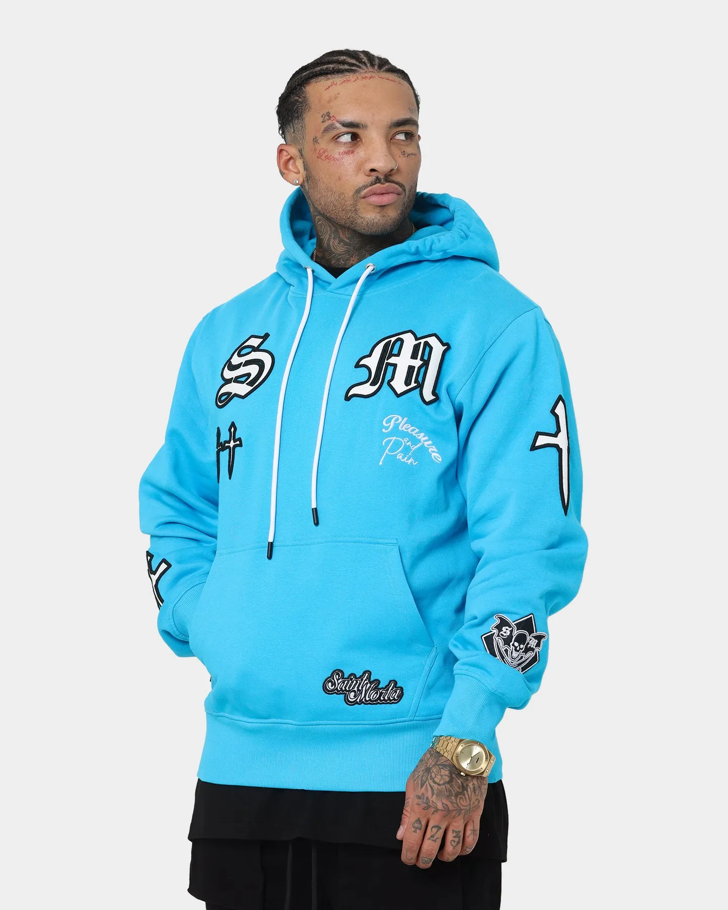 suitable for night wear Trail Use Saint Morta Graveyard Hoodie Cyan
