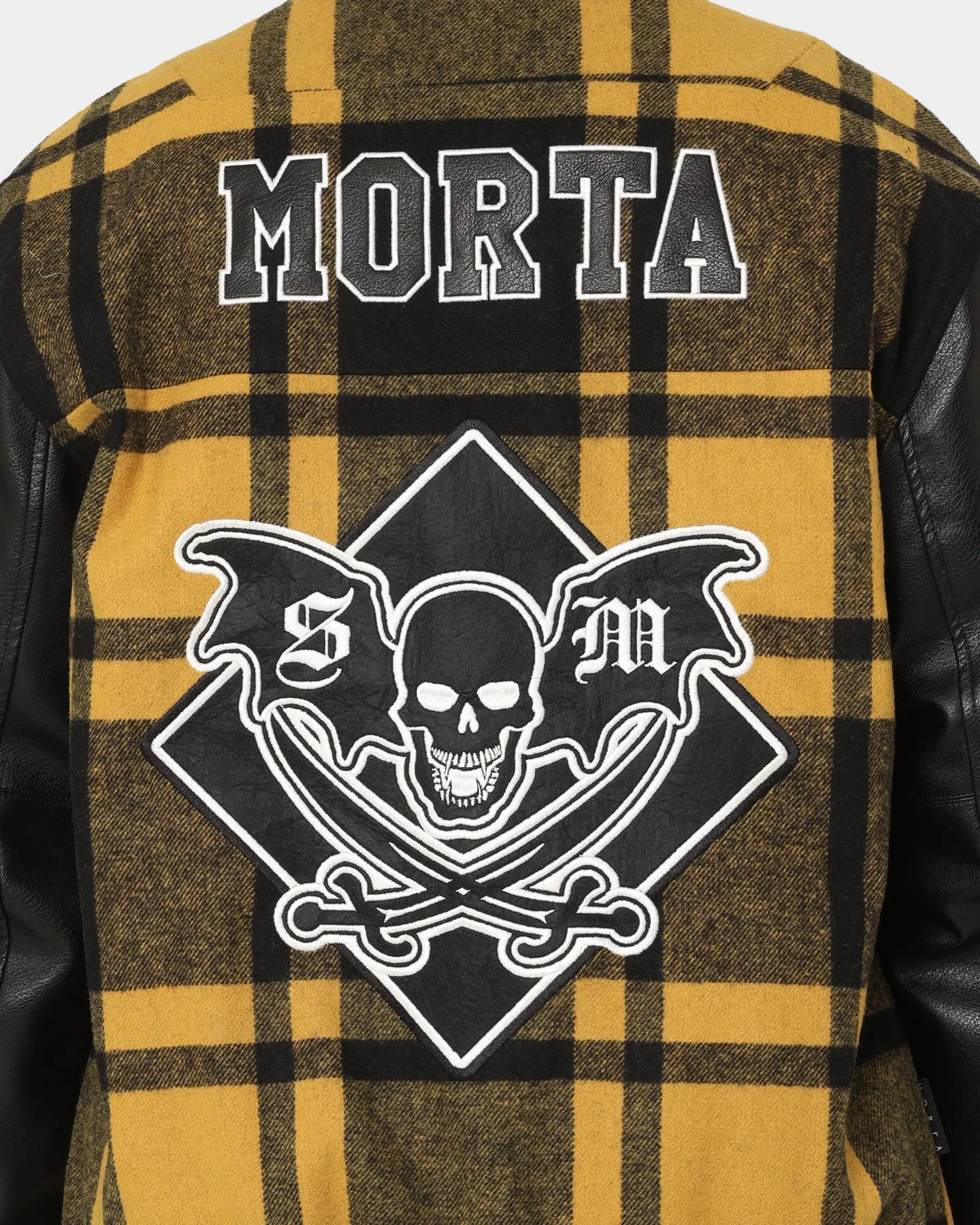 Hint Saint Morta Graveyard Plaid Varsity Jacket Black/Yellow