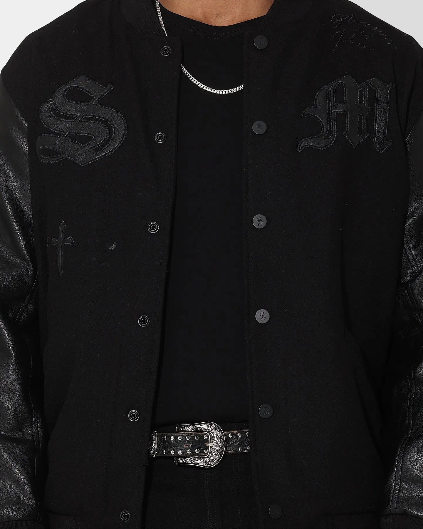 Saint Morta Graveyard Varsity Jacket Black/Black Weatherproof Zipper Hike