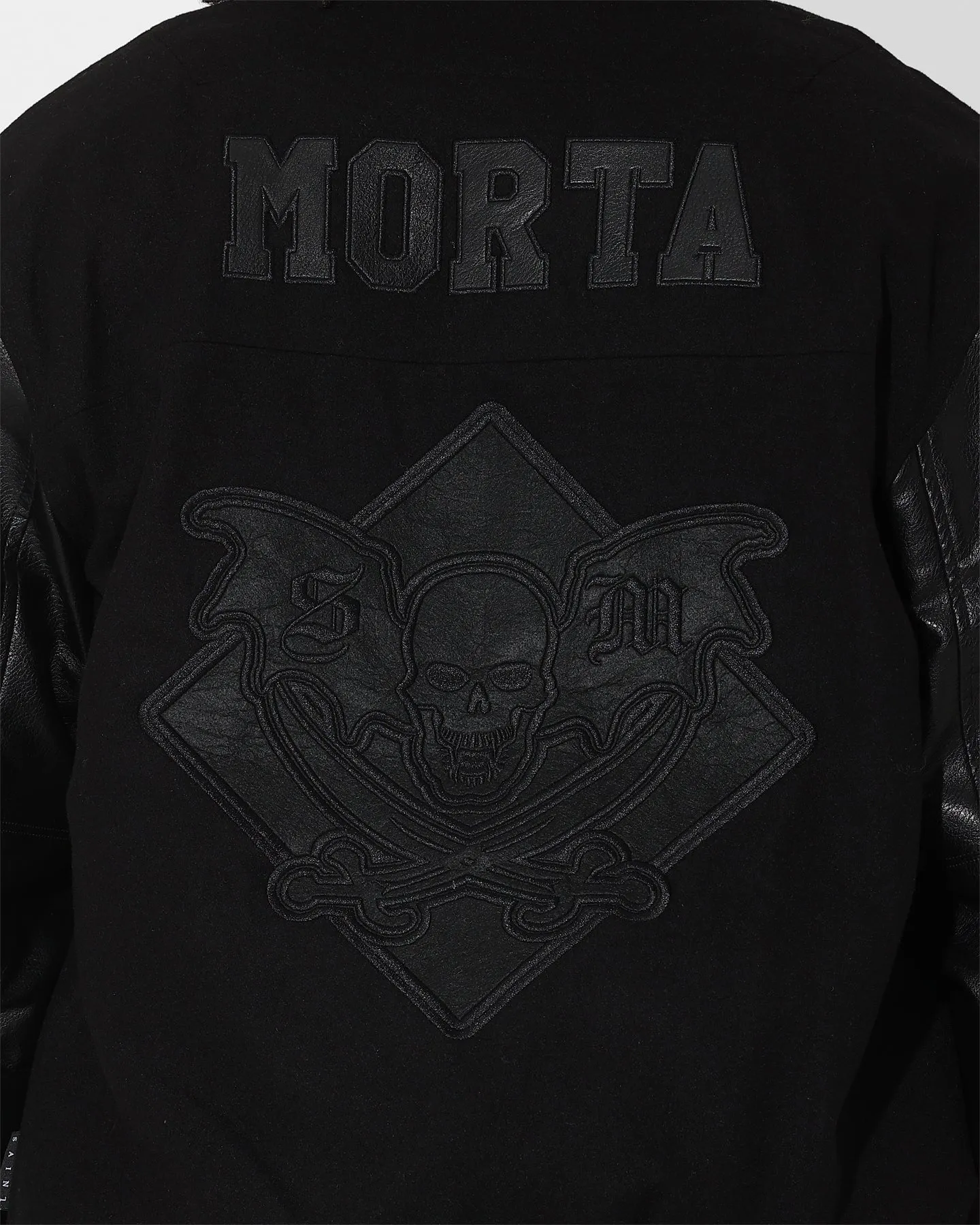 Saint Morta Graveyard Varsity Jacket Black/Black Taped Zippers