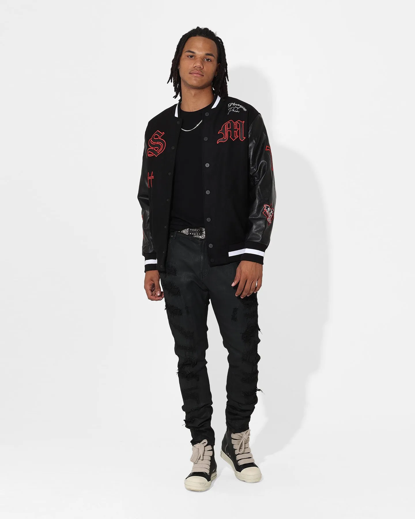 Saint Morta Graveyard Varsity Jacket Black/Red/White Summer Wear