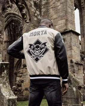 Ventilated Back Panel Saint Morta Graveyard Varsity Jacket Stone/Black