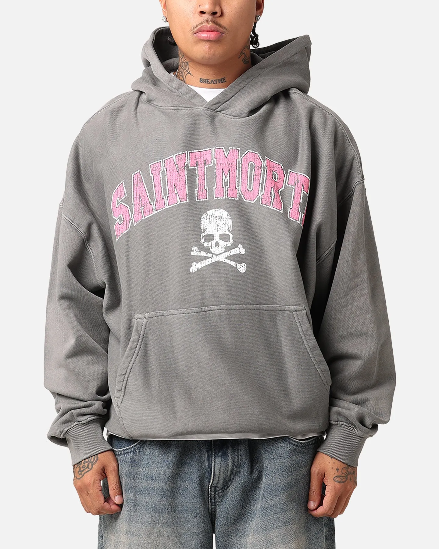 Saint Morta Members Club Premium Hoodie Washed Charcoal Soft Touch