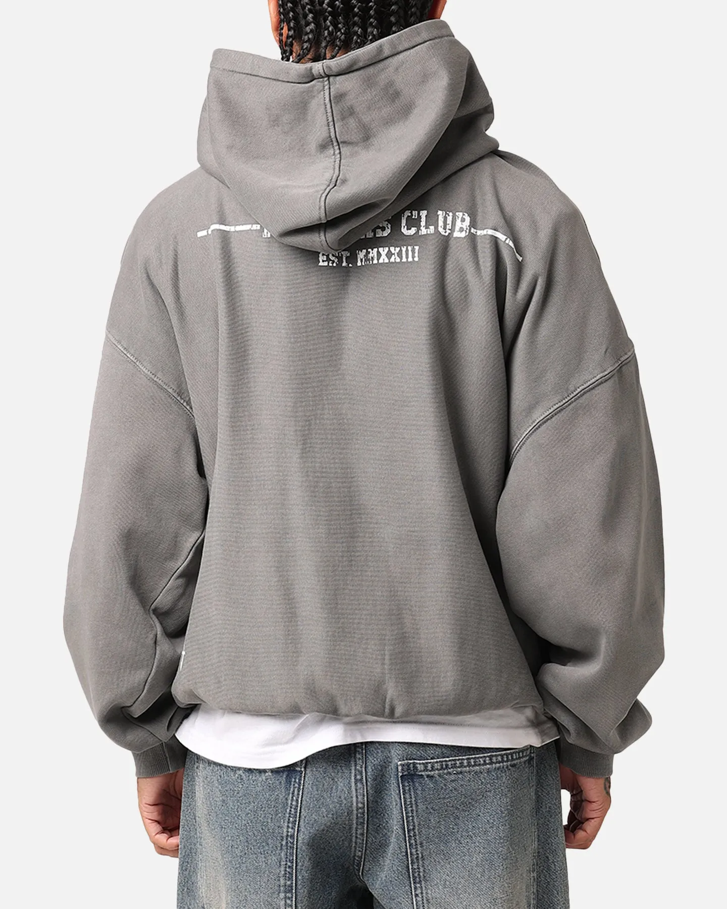 cloudy Work Ready Saint Morta Members Club Premium Hoodie Washed Charcoal