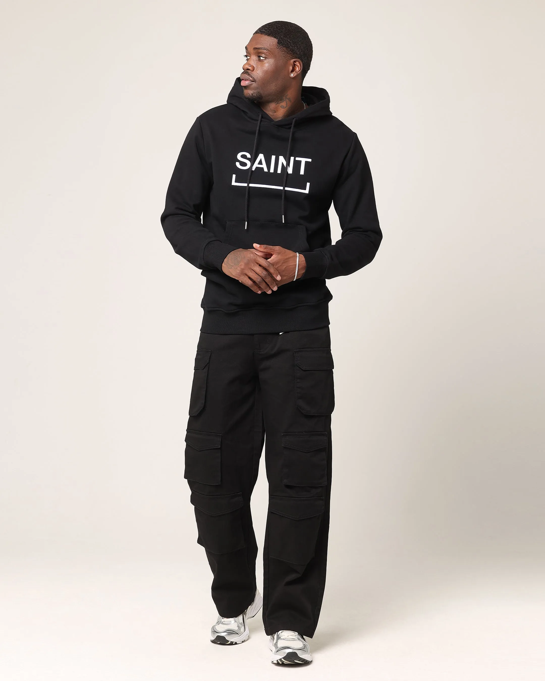 Saint Morta Men's Trophies New Age Hoodie Black/White Multi Pocket System