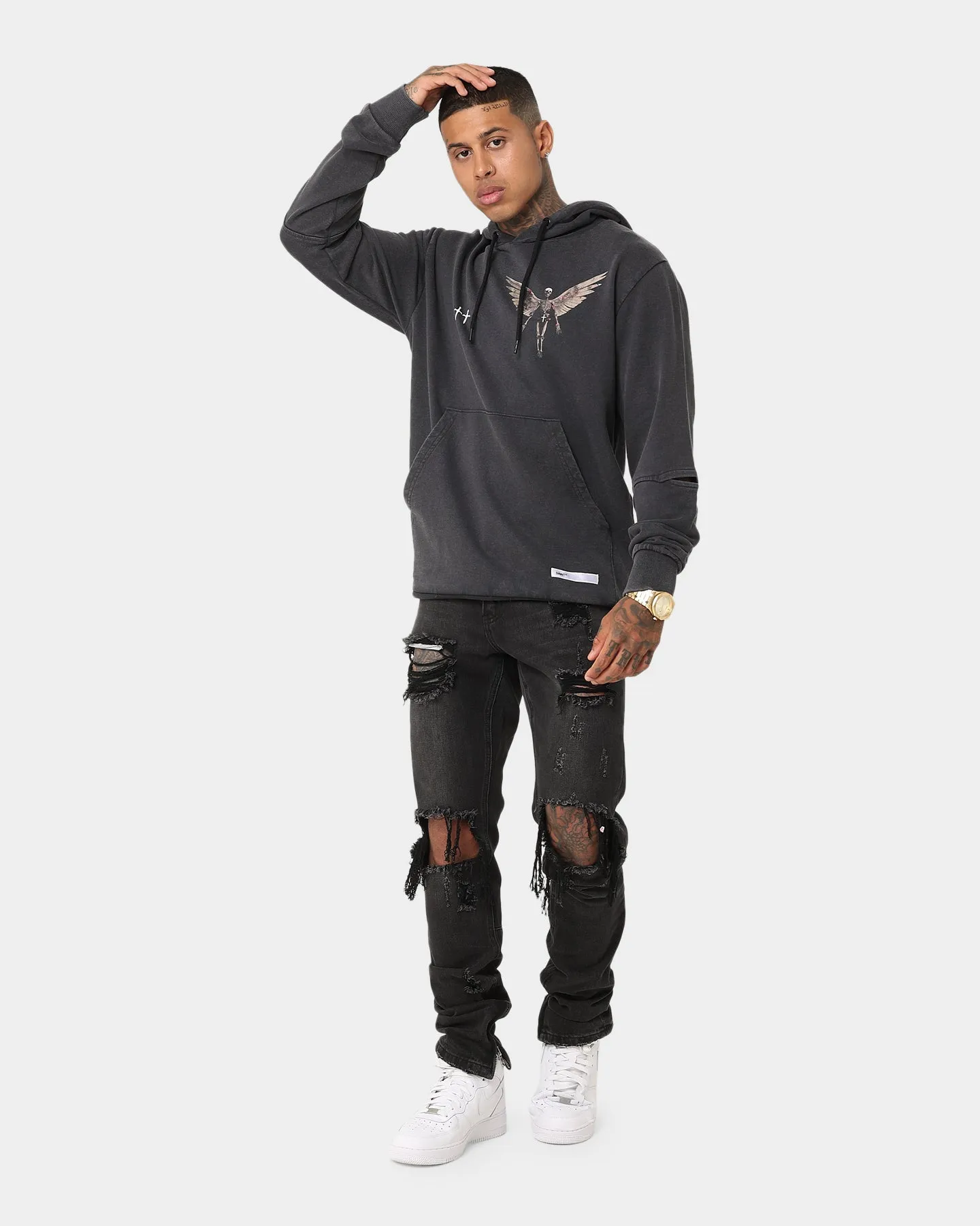 Hold Compression Strap Adjustment Saint Morta Momento Mori New Age Hoodie Vintage Black