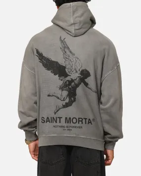 Saint Morta Nothing Is Forever Boxy Hoodie Washed Charcoal suitable for extreme sports popular among teenagers