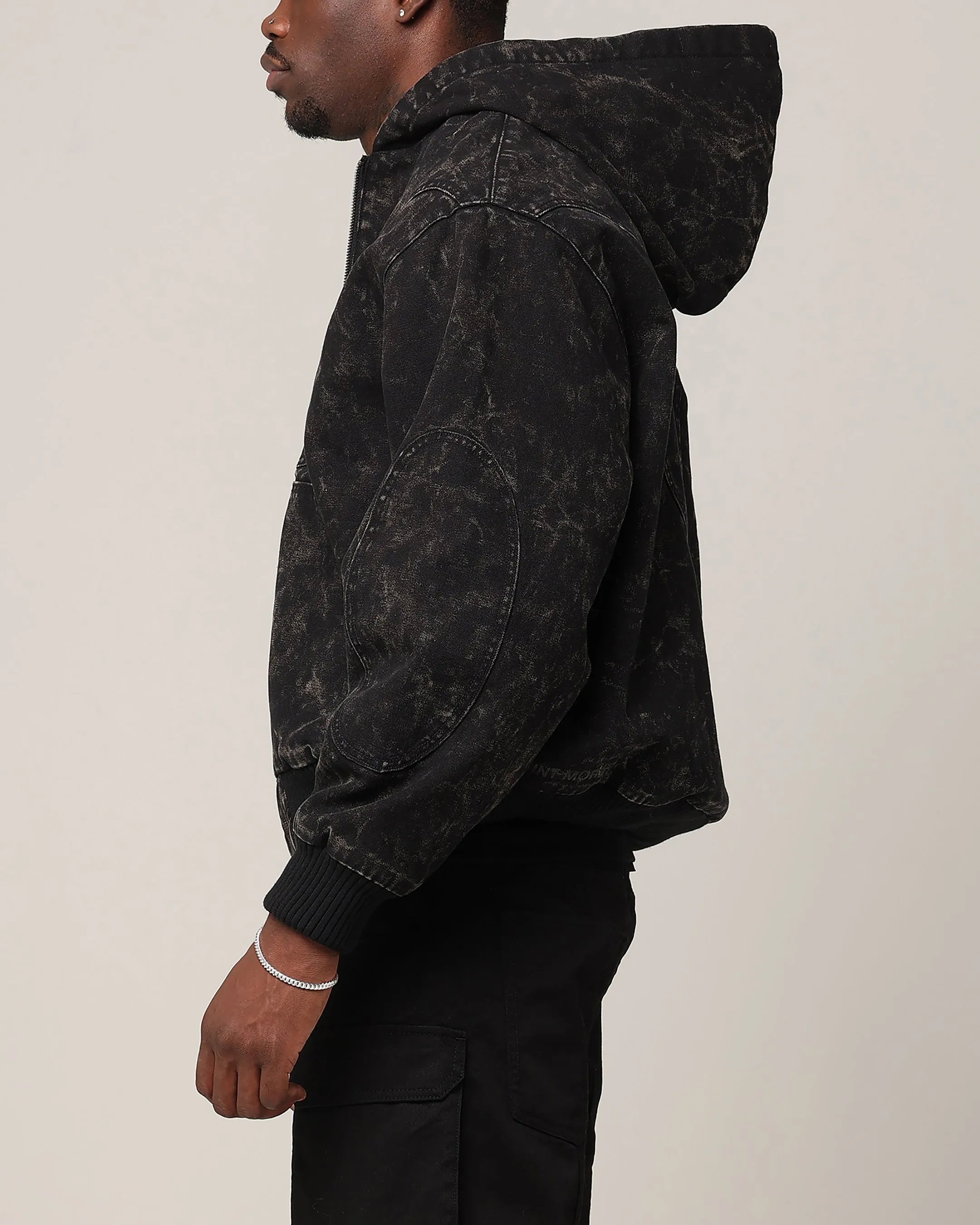 Saint Morta Onyx Workwear Jacket Black Wash Adjustable Hood