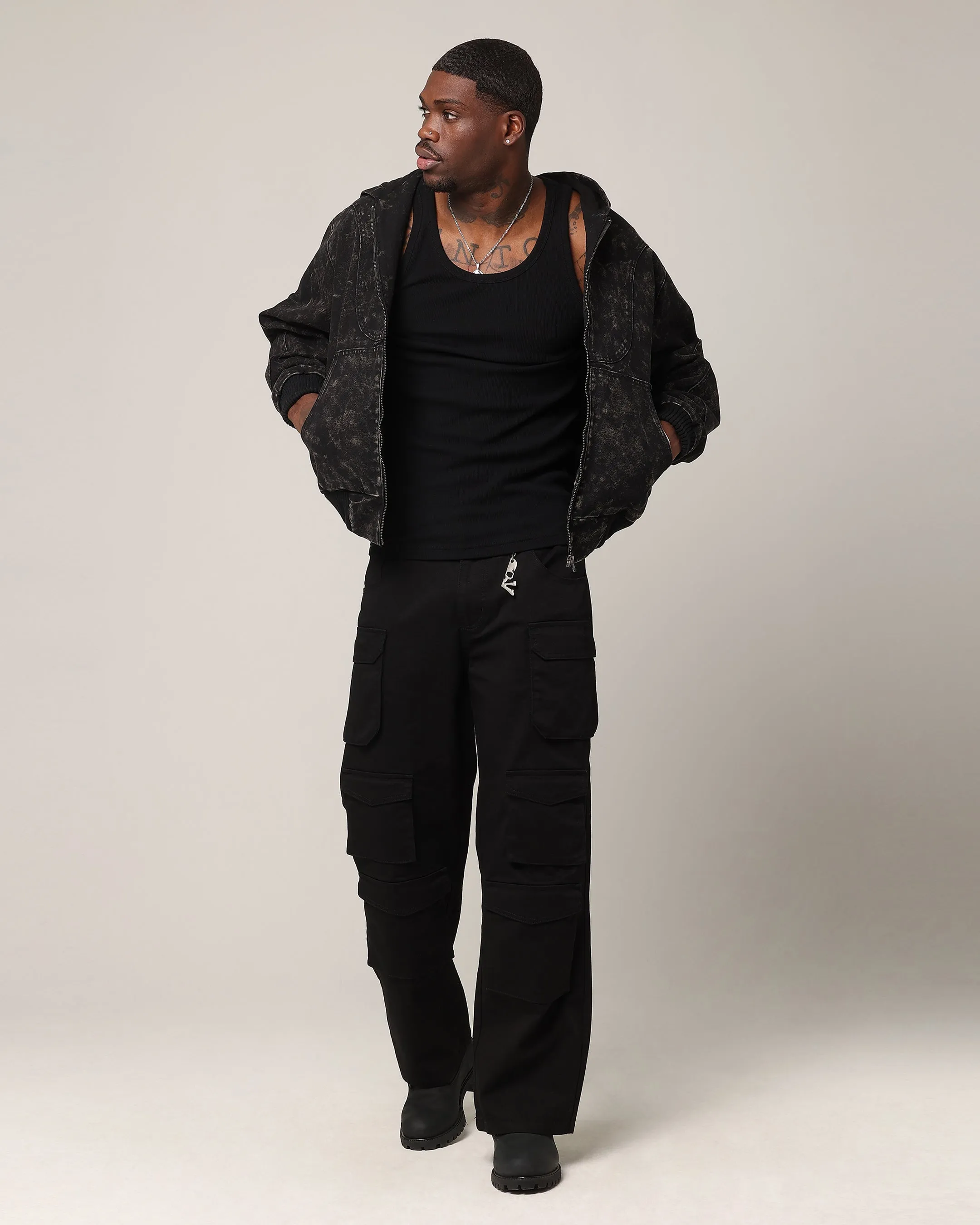 Fade Resistant Dye Contribute Saint Morta Onyx Workwear Jacket Black Wash