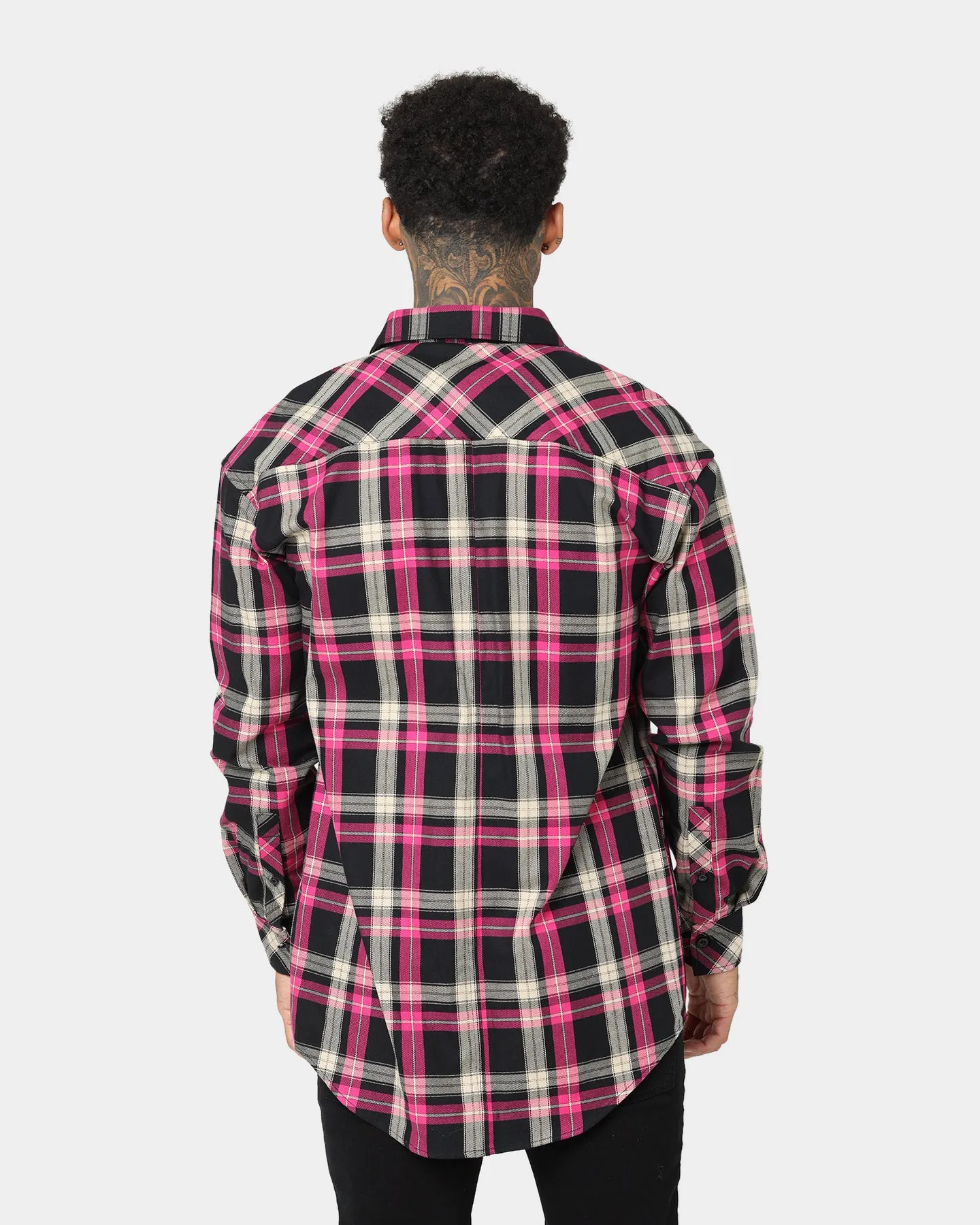 Flexible Shoulder Mobility Saint Morta Prima Long Sleeve Flannel Shirt Black/Pink