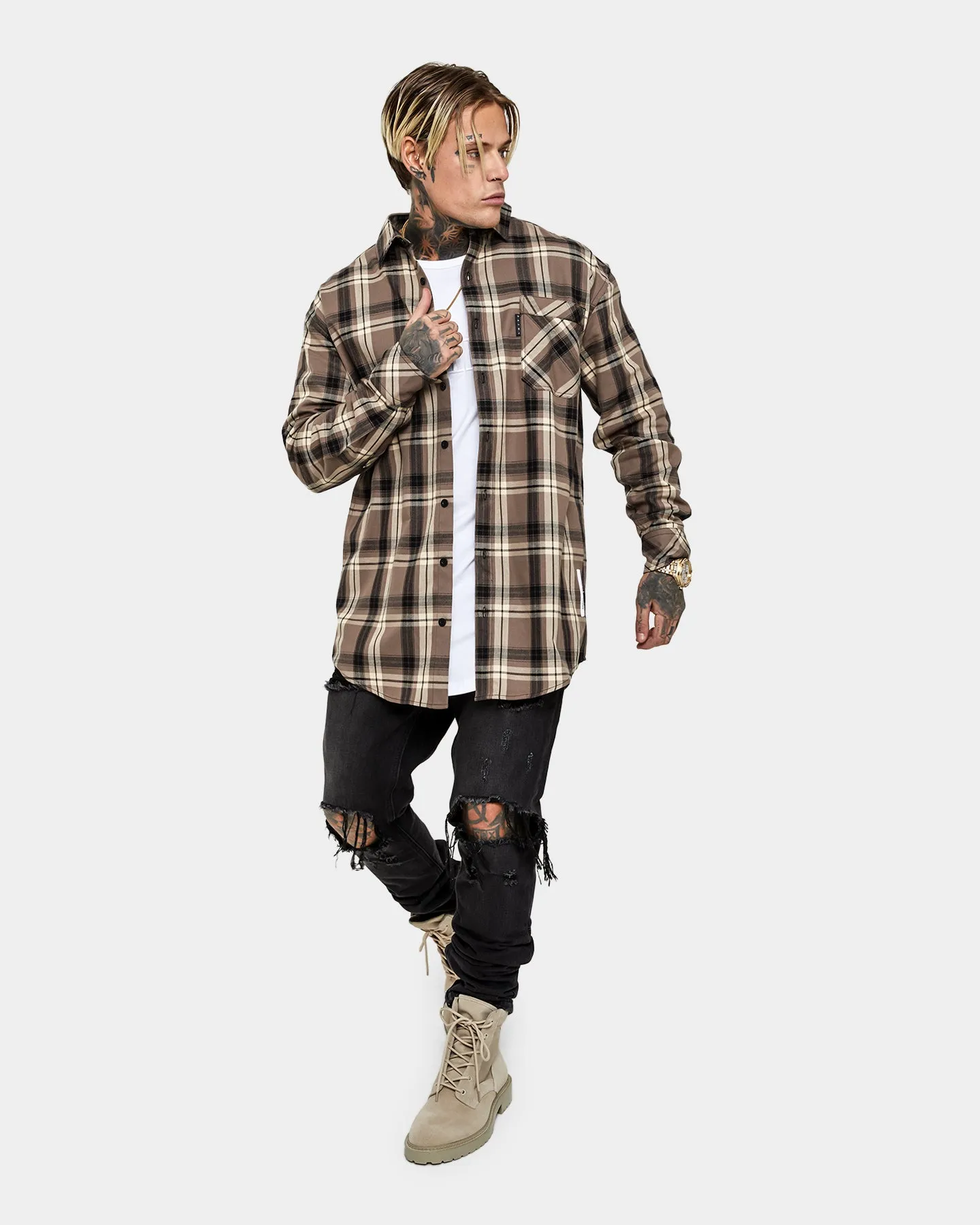Signal Saint Morta Prima Long Sleeve Flannel Shirt Brown