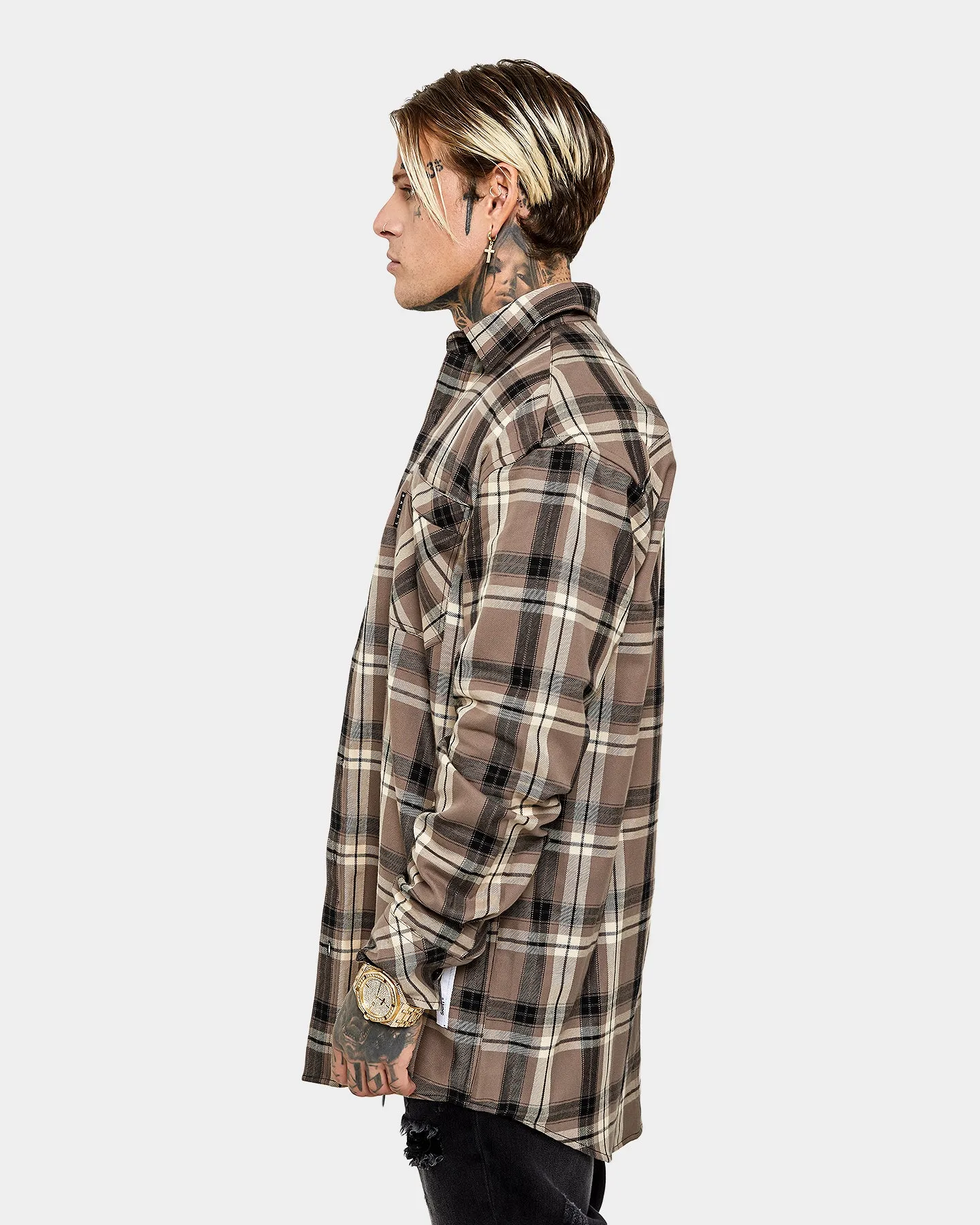 Bronzer Saint Morta Prima Long Sleeve Flannel Shirt Brown