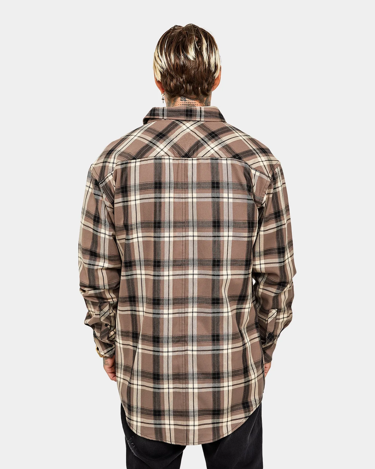 Saint Morta Prima Long Sleeve Flannel Shirt Brown Reinforced Stress Points