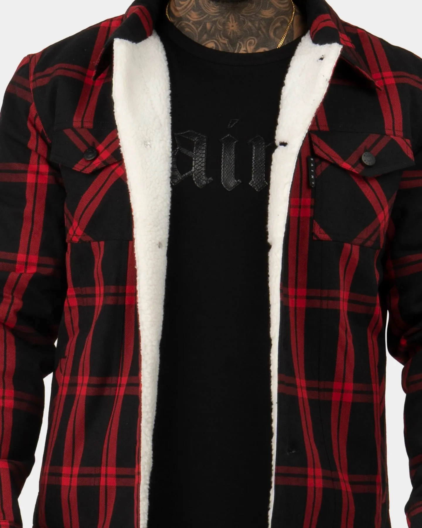 Saint Morta Prima Sherpa Jacket Black/Red Waterproof Outerwear