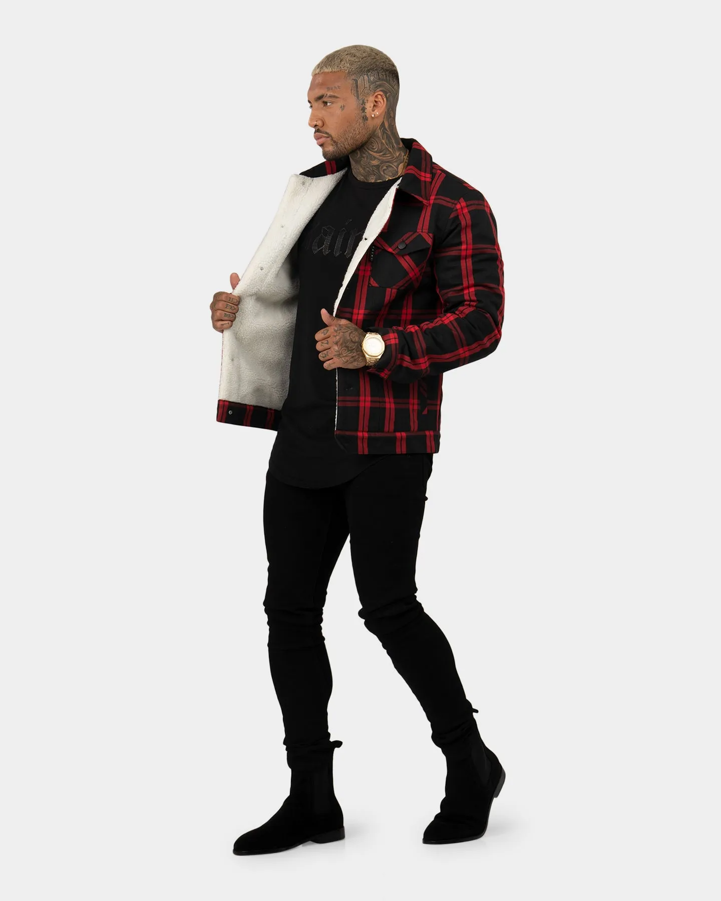 Saint Morta Prima Sherpa Jacket Black/Red Eco Friendly Certified