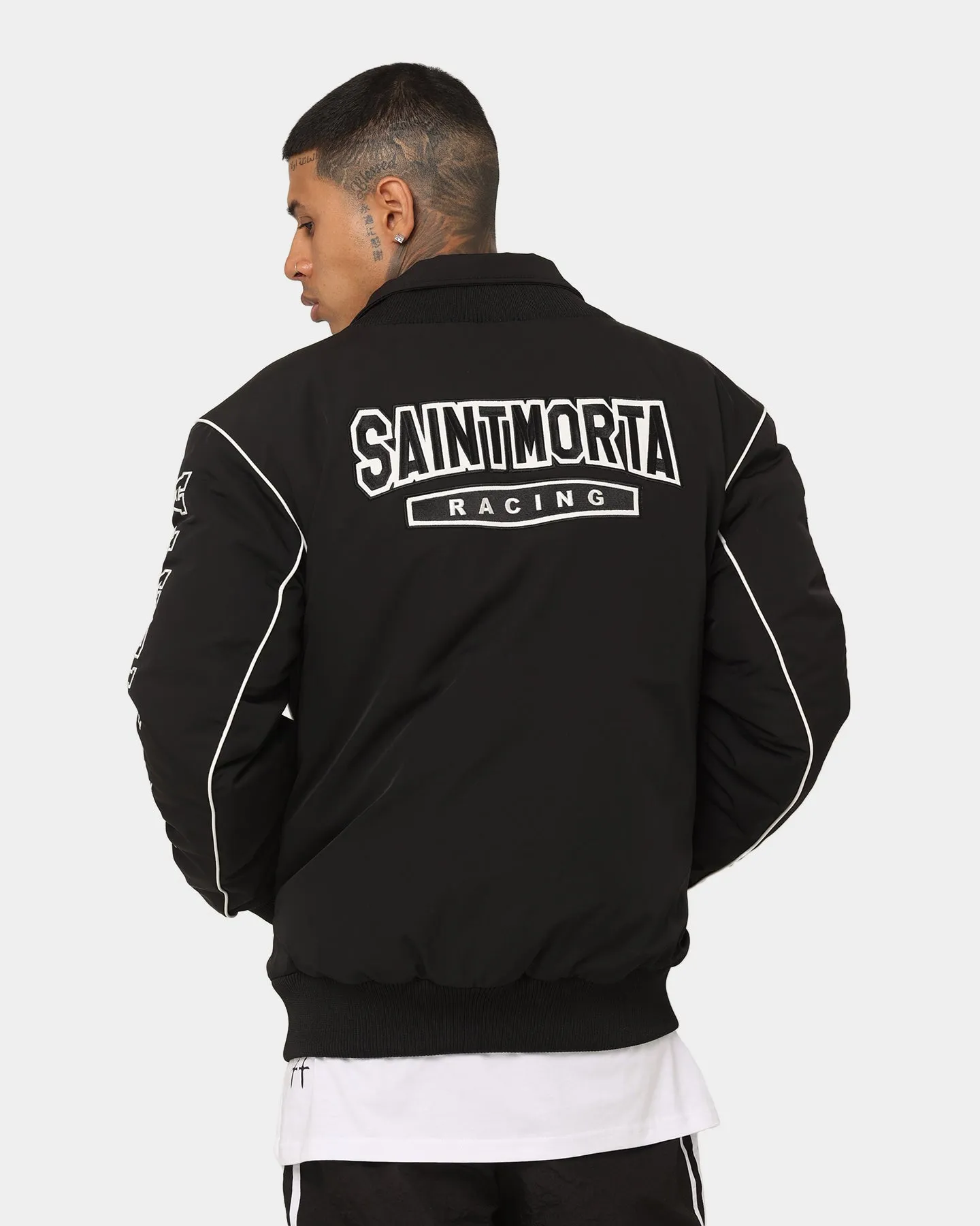 travel use Protective Outer Layer Saint Morta Pro Racing Bomber Jacket Black