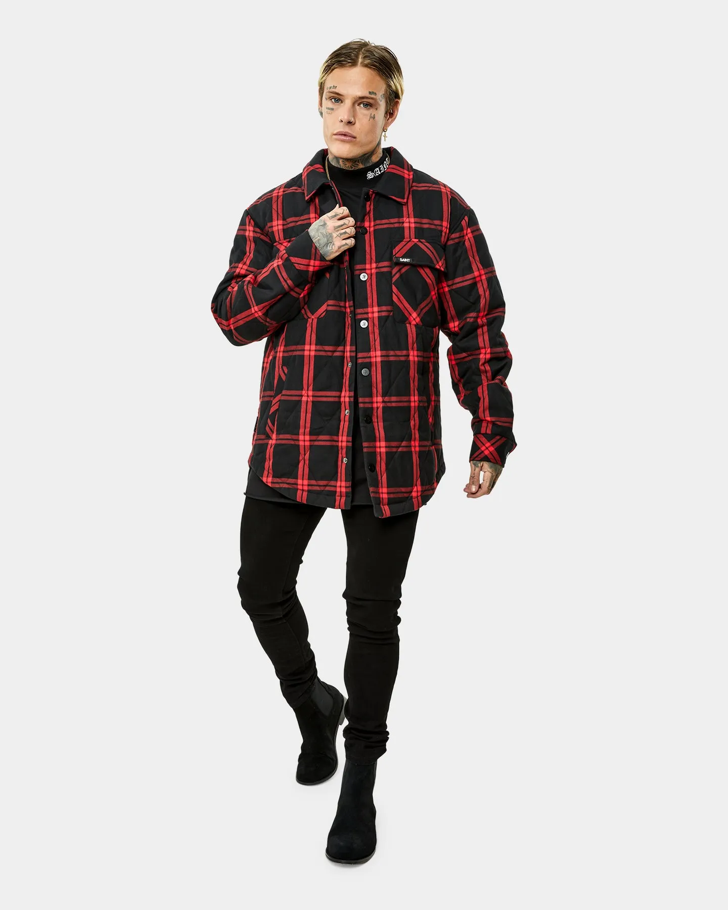 Saint Morta Quilted Flannel Jacket Red/Black quilted