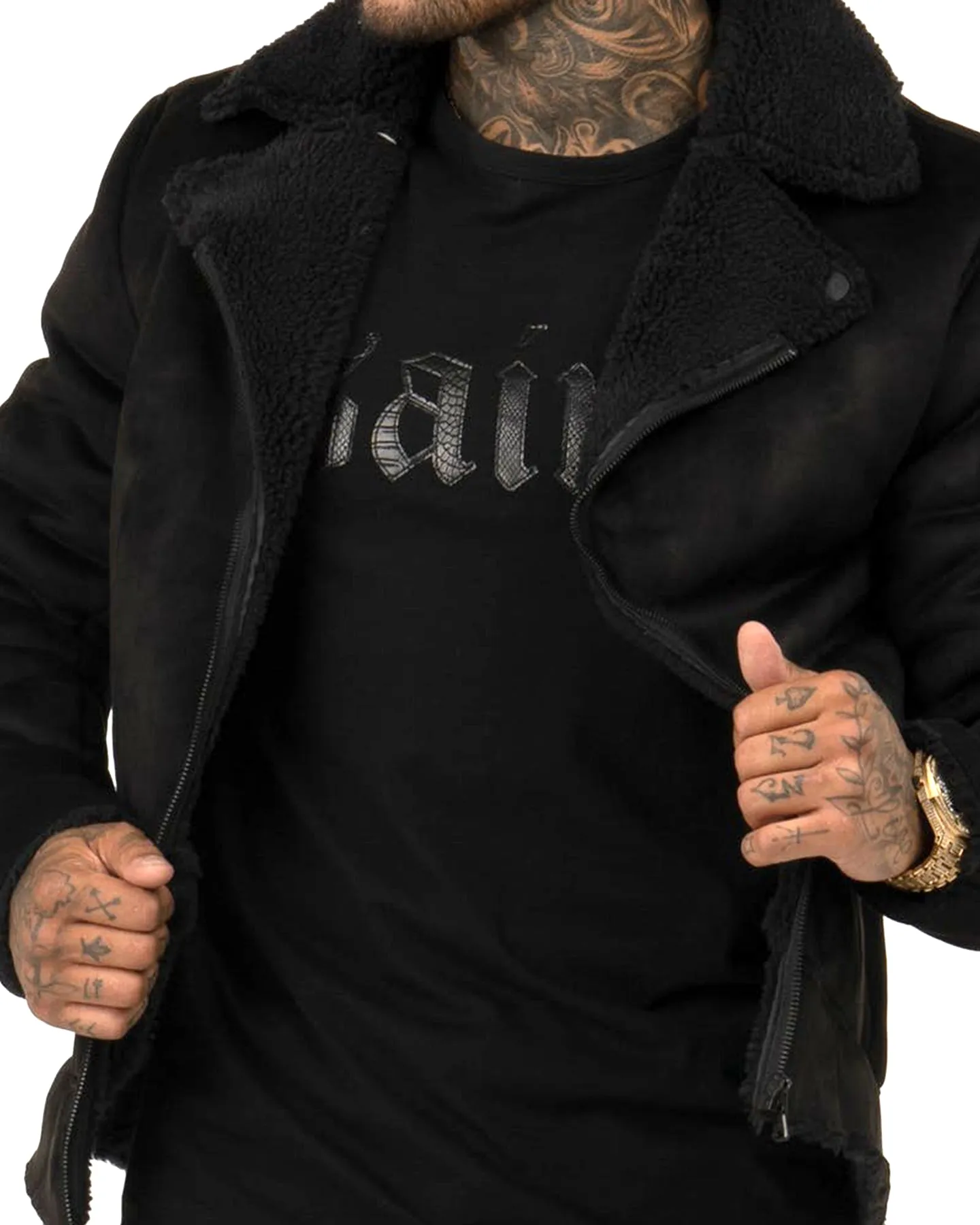 Age Seasonal Wear Saint Morta Renegade Sherpa Biker Jacket Black/Black