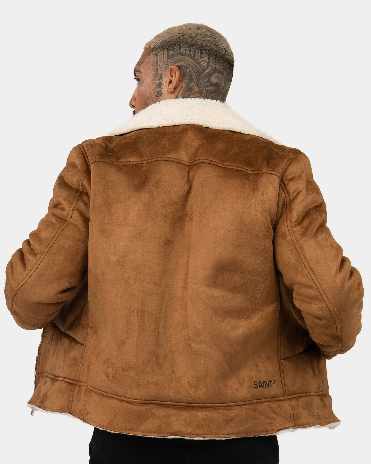 Saint Morta Renegade Sherpa Biker Jacket Tan/Cream Performance Wear