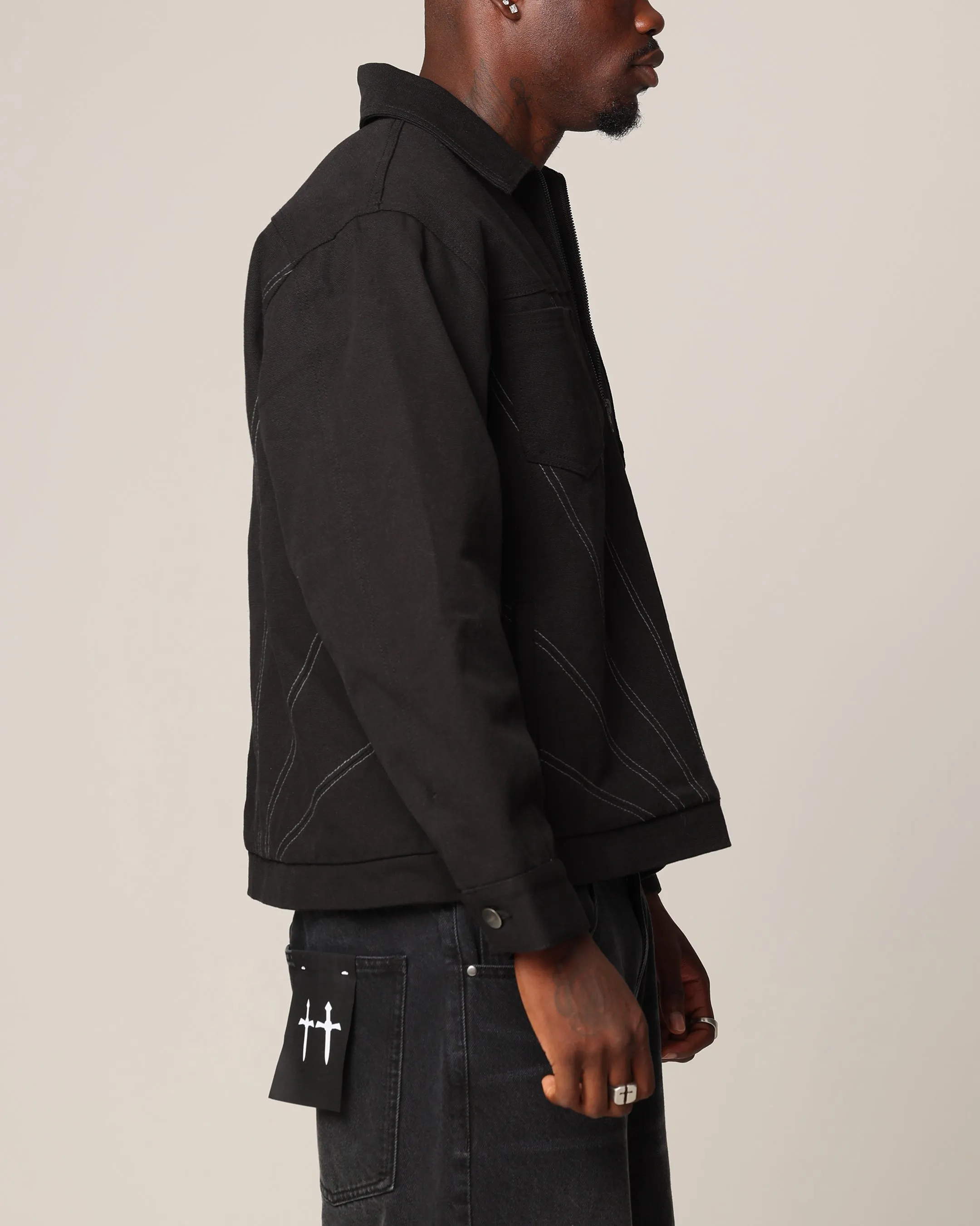 Saint Morta Rising Sun Work Jacket Black Outdoor Layer