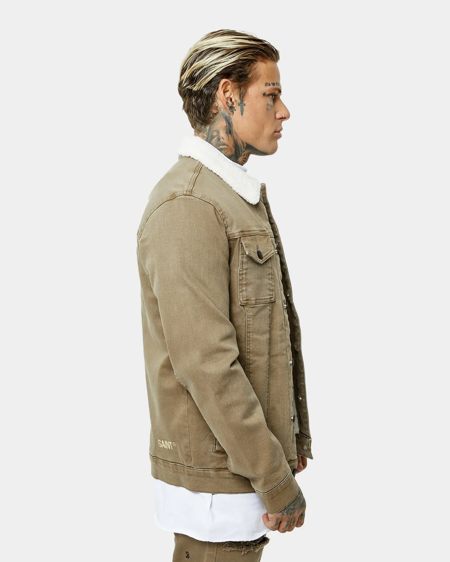 Saint Morta Sherpa Denim Jacket Brown Level