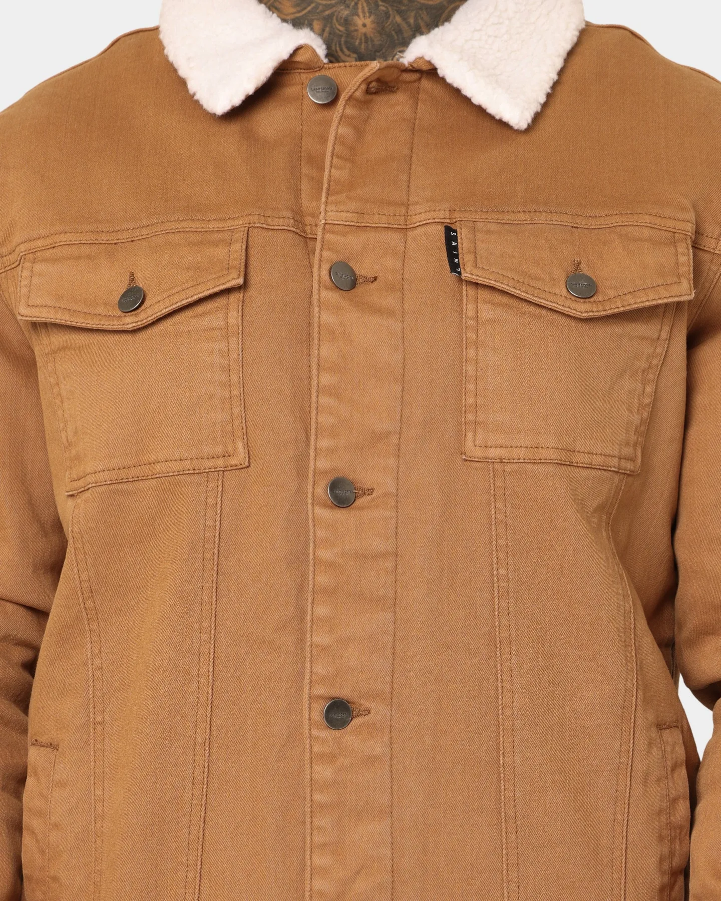 Saint Morta Sherpa Denim Jacket Tan/Cream Panama