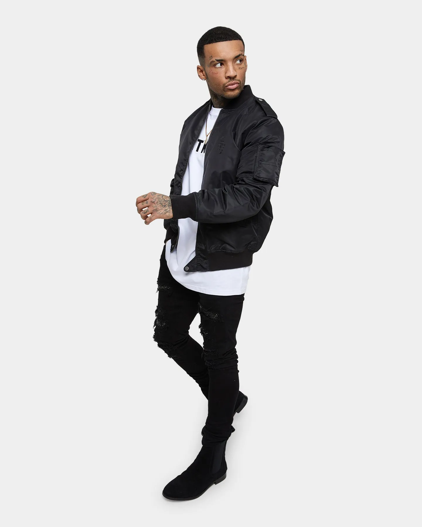 Saint Morta Staten Nylon Bomber Jacket Black Benchmark Event