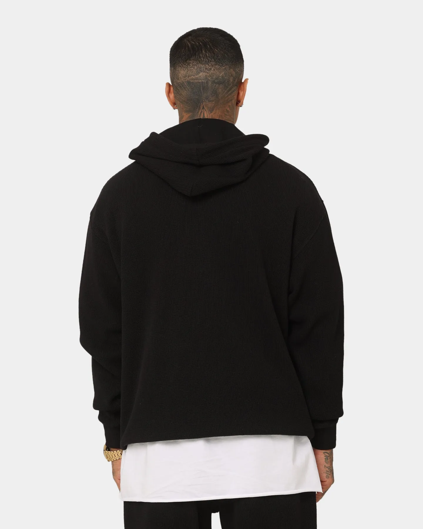 Saint Morta Waffle Hoodie V2 Black Eco Friendly Certified Eliminate