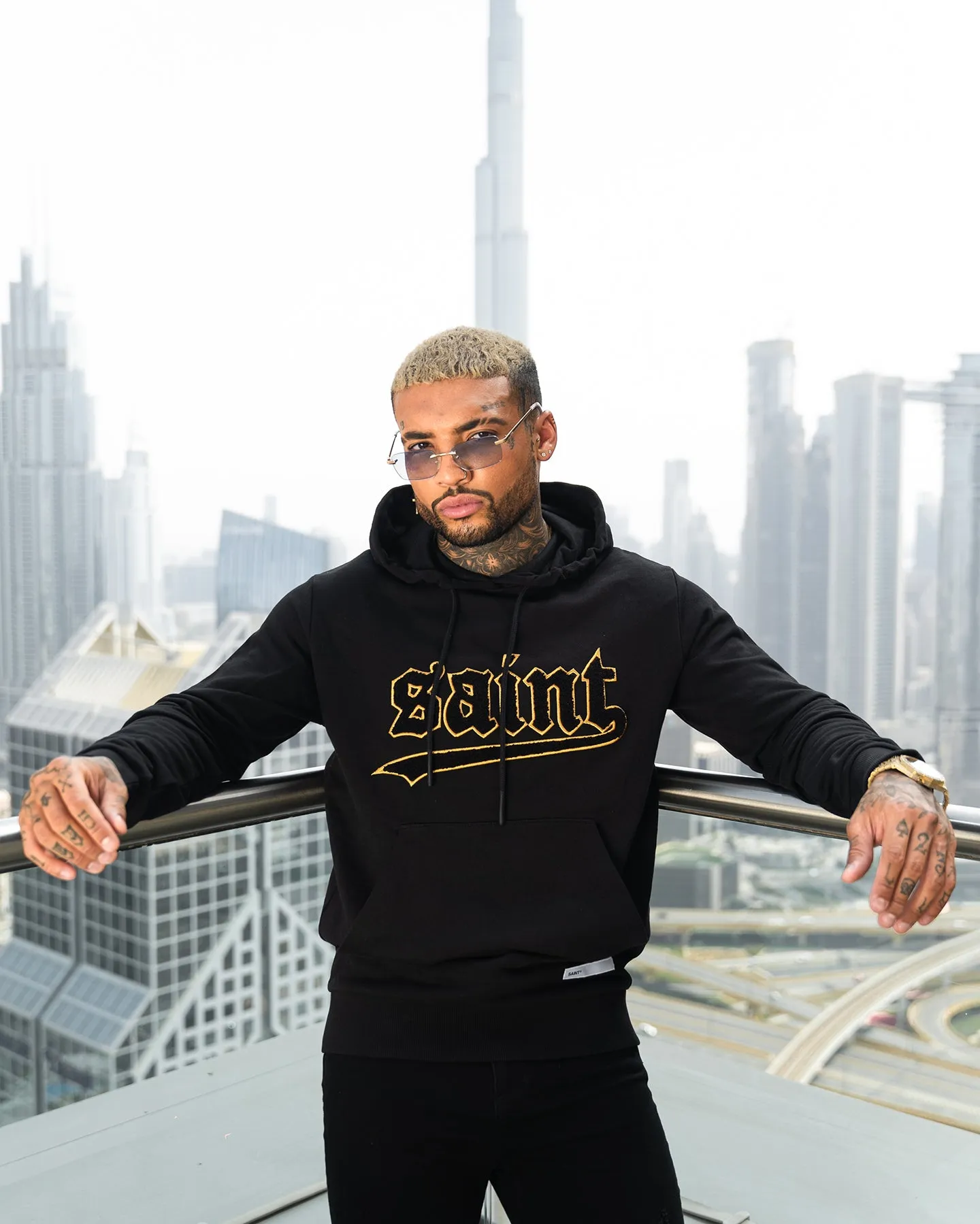 Perfume Water Resistant Fabric Saint Morta Westside New Age Hoodie Black/Gold