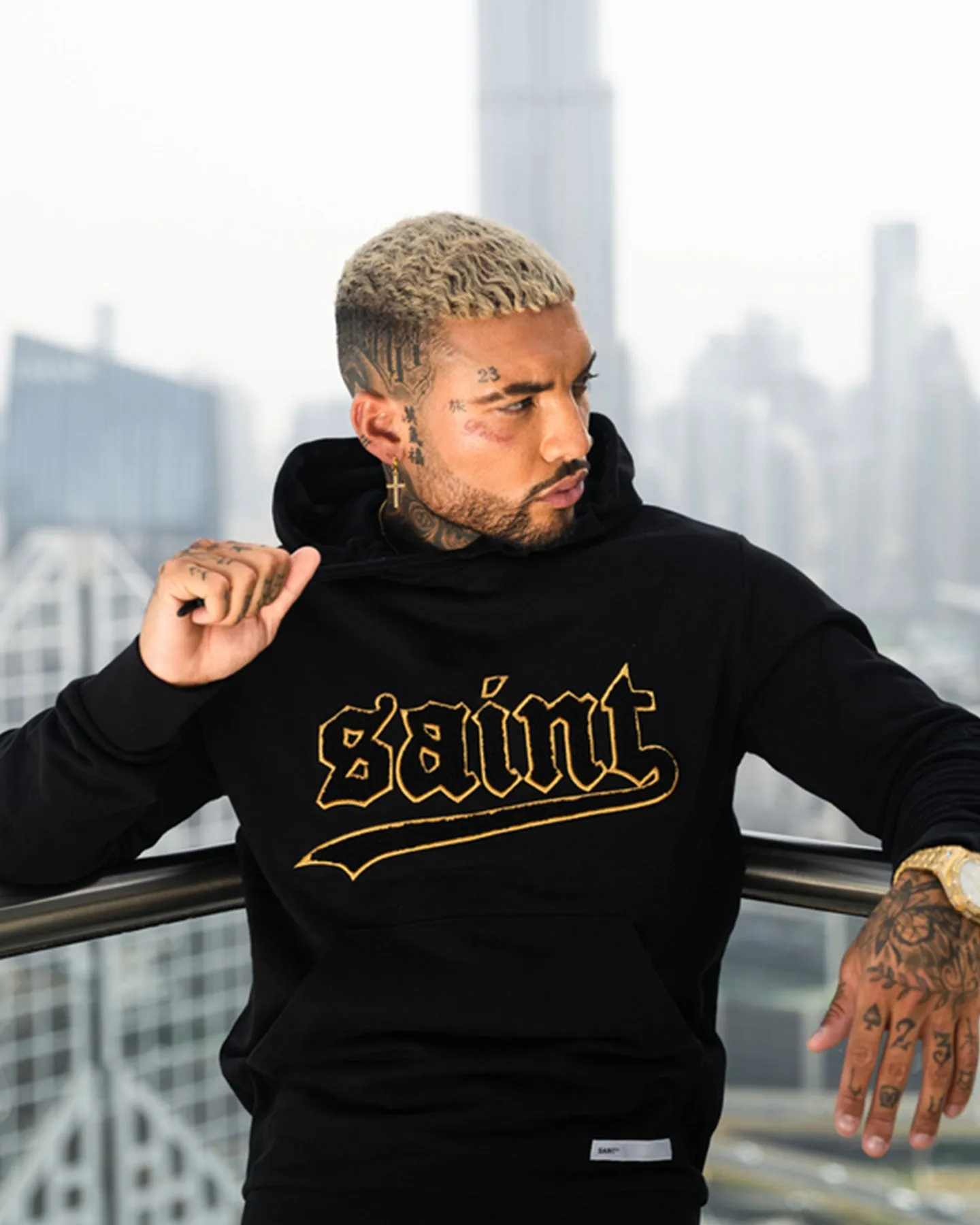 suitable for indoor activities suitable for runway events Saint Morta Westside New Age Hoodie Black/Gold