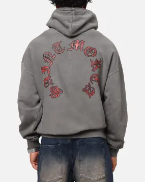 Saint Morta Worldwide Boxy Hoodie Washed Charcoal full-zip