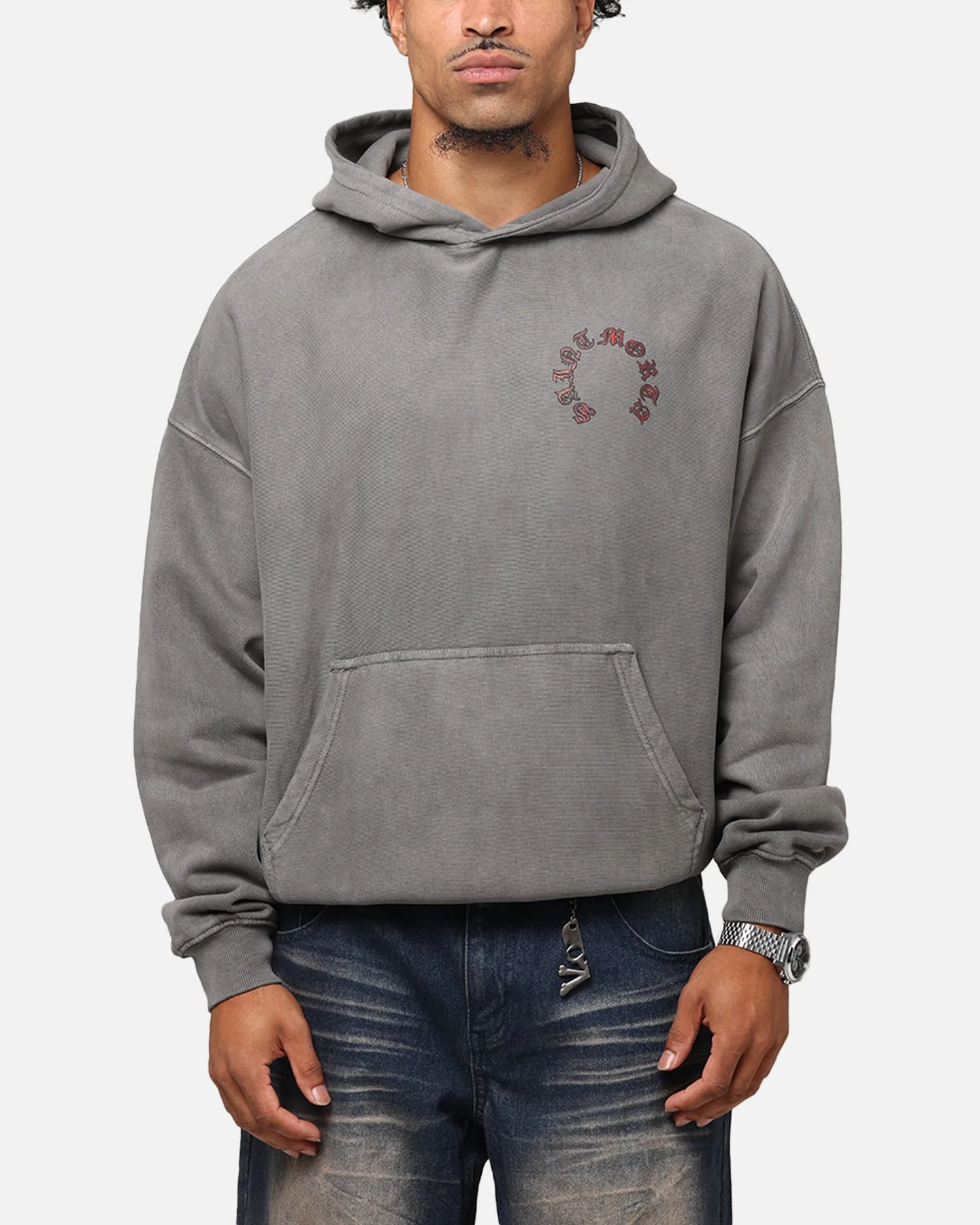 suitable for formal meetings Primaloft Insulation Saint Morta Worldwide Boxy Hoodie Washed Charcoal