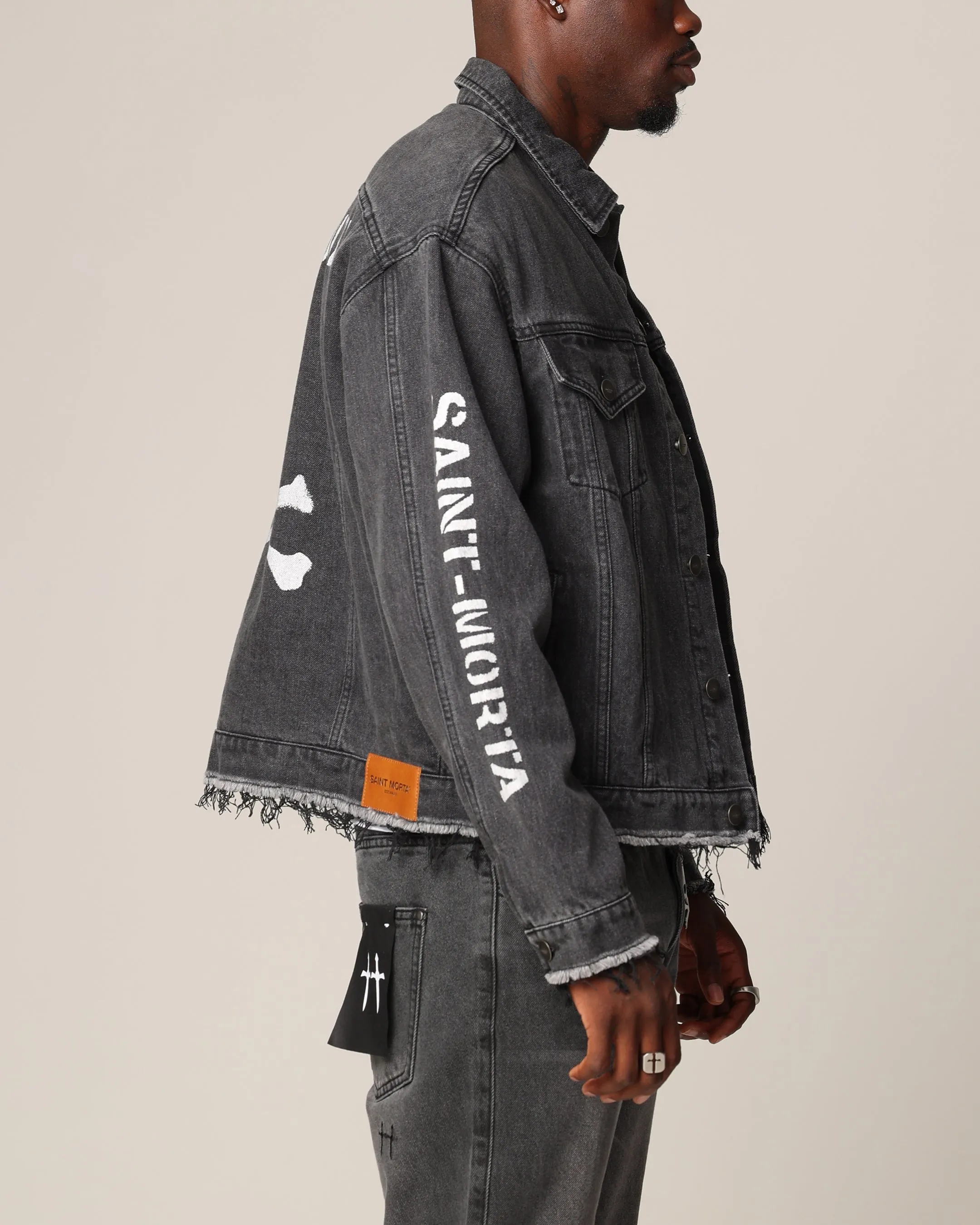 Love Saint Morta Youth Noize Denim Jacket Black Shadow