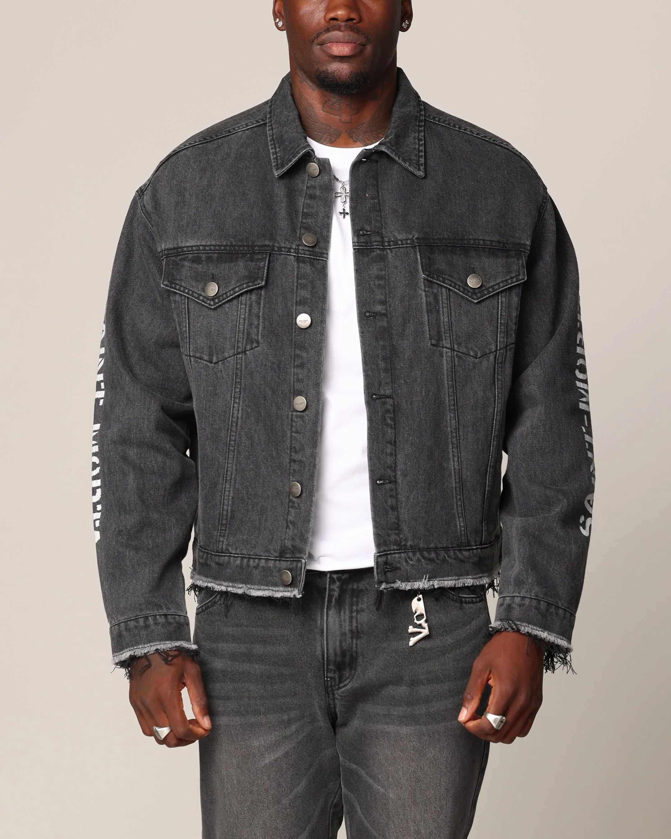 Saint Morta Youth Noize Denim Jacket Black Shadow Anti-pilling Cherish