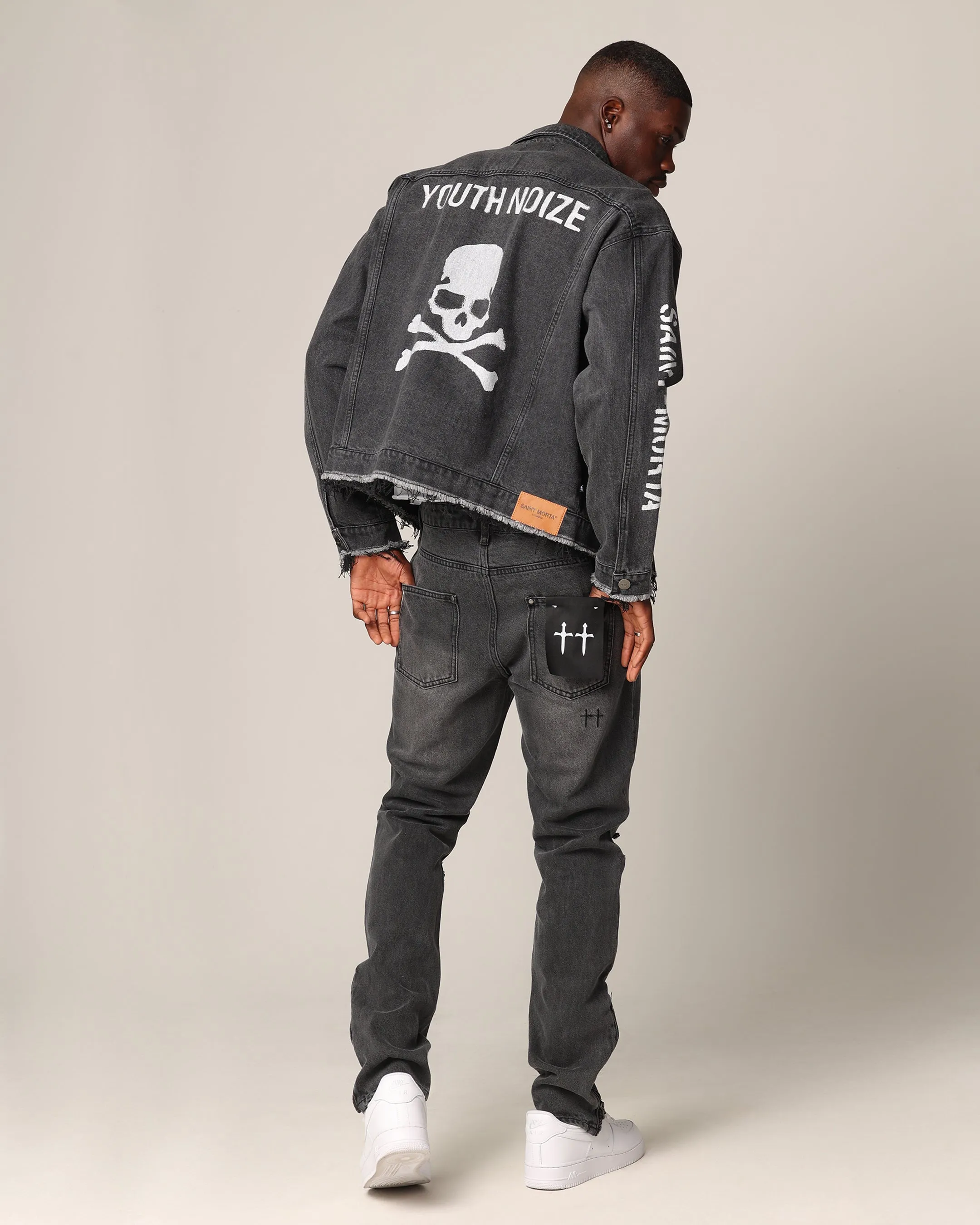 Commuter Fit Saint Morta Youth Noize Denim Jacket Black Shadow