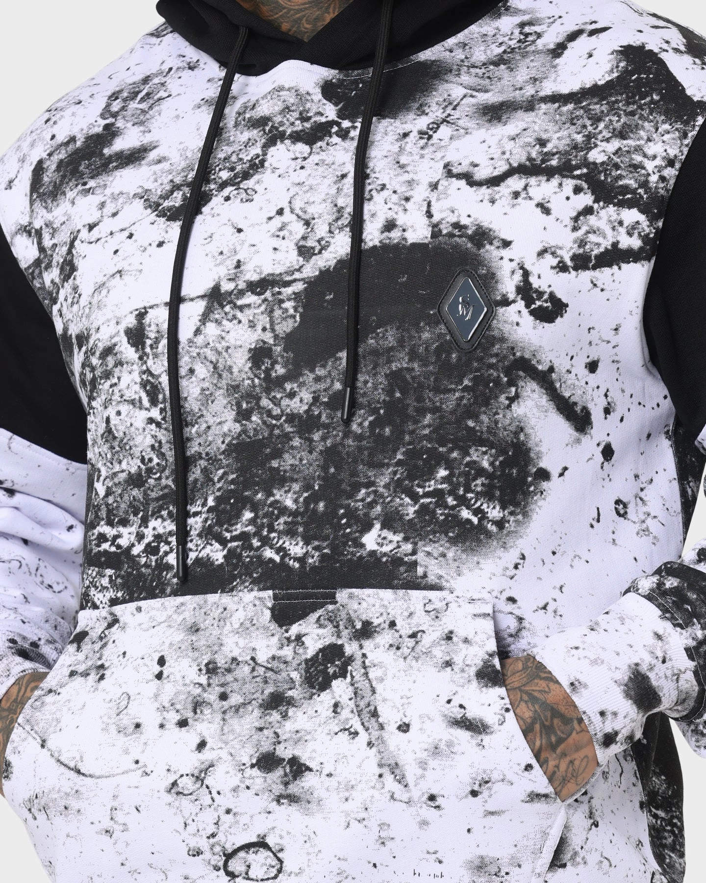 MultiPocket Design Saint Morta Acid Hoodie White/Grey/Black