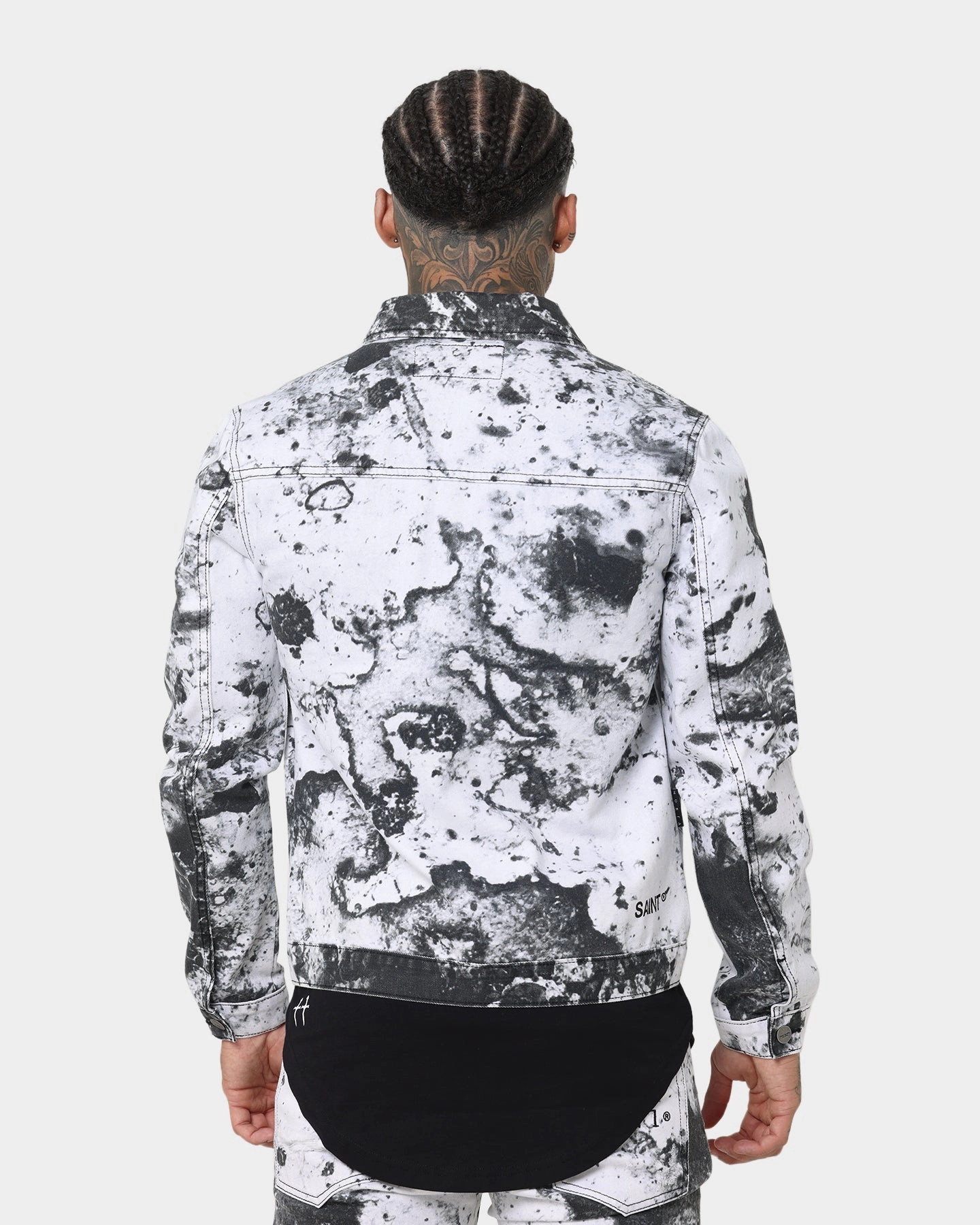 Saint Morta Acid Jean Jacket White/Black Waterproof Protection Silicone Grip Trim