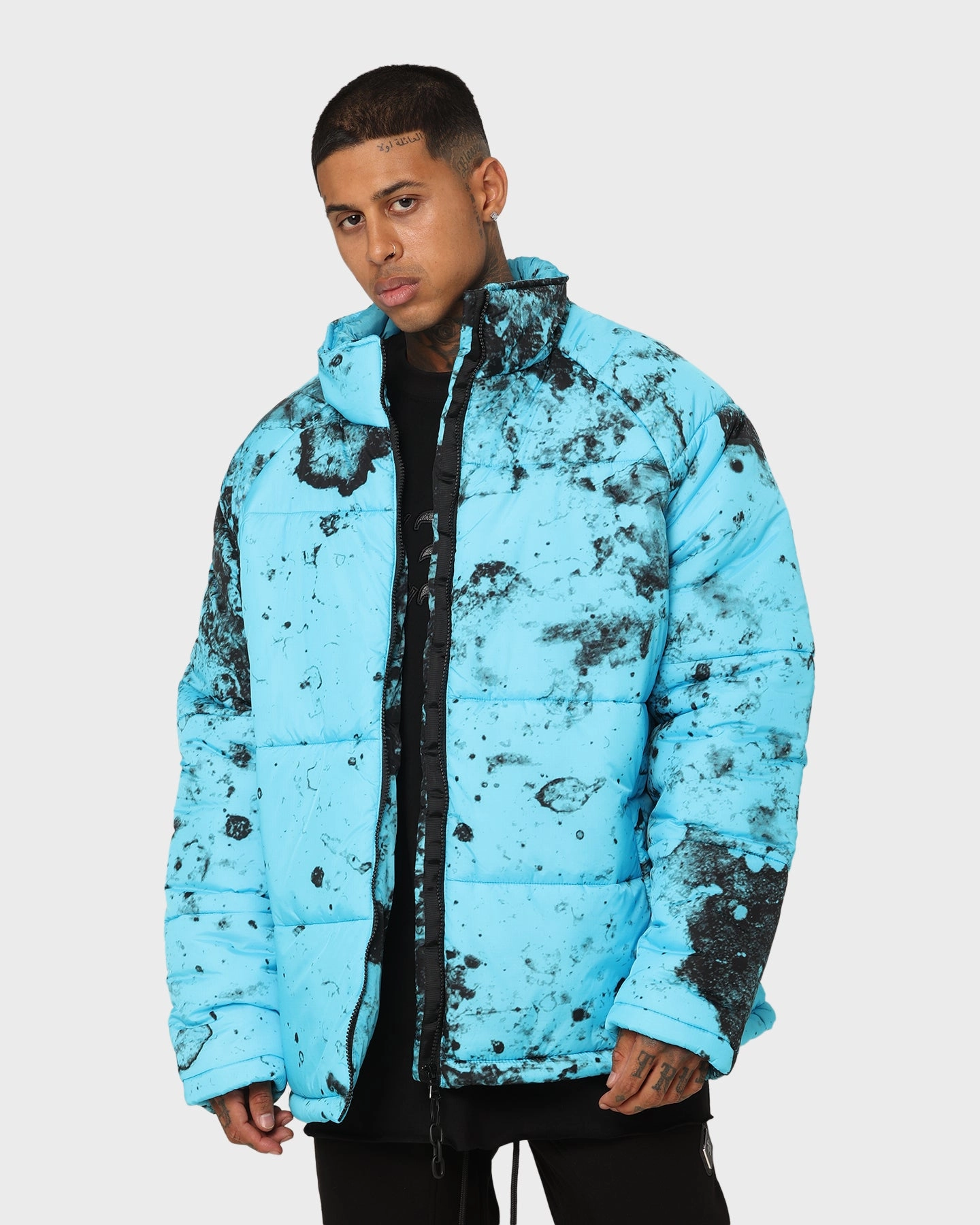 Saint Morta Acid Puffer Jacket Cyan/Black vintage Wind Safe