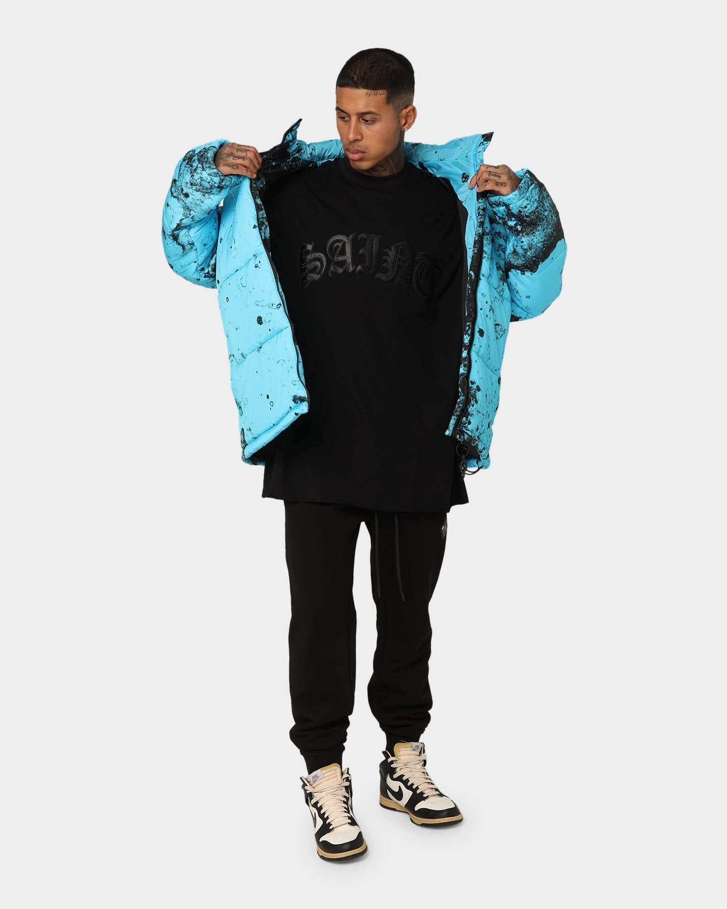 musicians Saint Morta Acid Puffer Jacket Cyan/Black