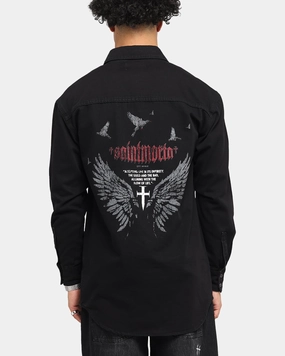 Saint Morta Amorafti Long Sleeve Denim Shirt Black Shadow Minimalist fashion