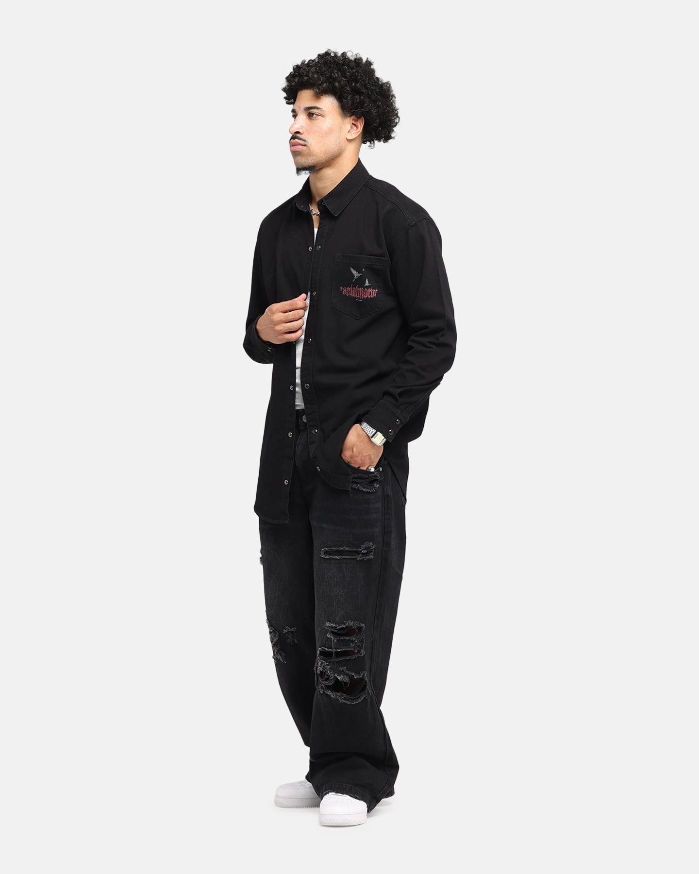 Saint Morta Amorafti Long Sleeve Denim Shirt Black Shadow Local Favorite