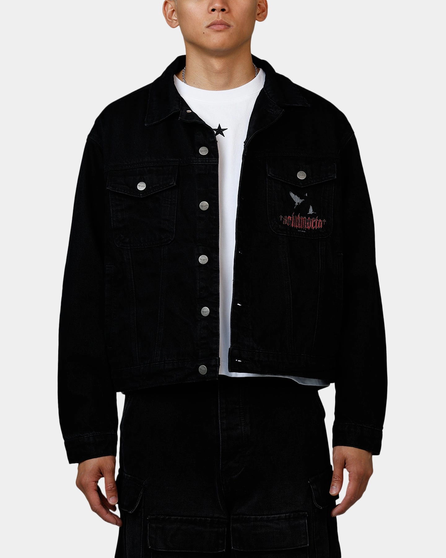 theater performance Saint Morta Amorfati Denim Jacket Black Shadow