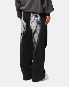 Saint Morta Amplus Afterlife Jeans Black Shadow Street Fashion Casual Winter Warmth Essential Layer